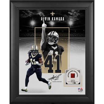 Alvin Kamara New Orleans Saints Facsimile Signature Framed 11" x 14" Showcase Collage with a Piece of Game-Used Football - Limited Edition of 250