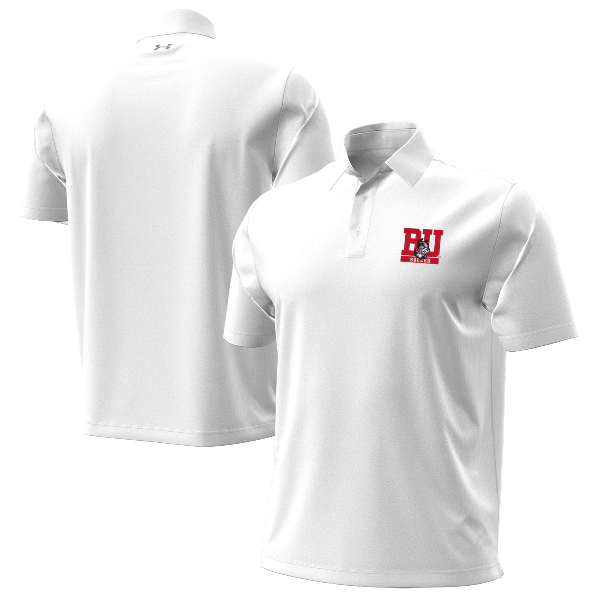 Men’s Under Armour White Boston University Soccer Aura Solid Polo