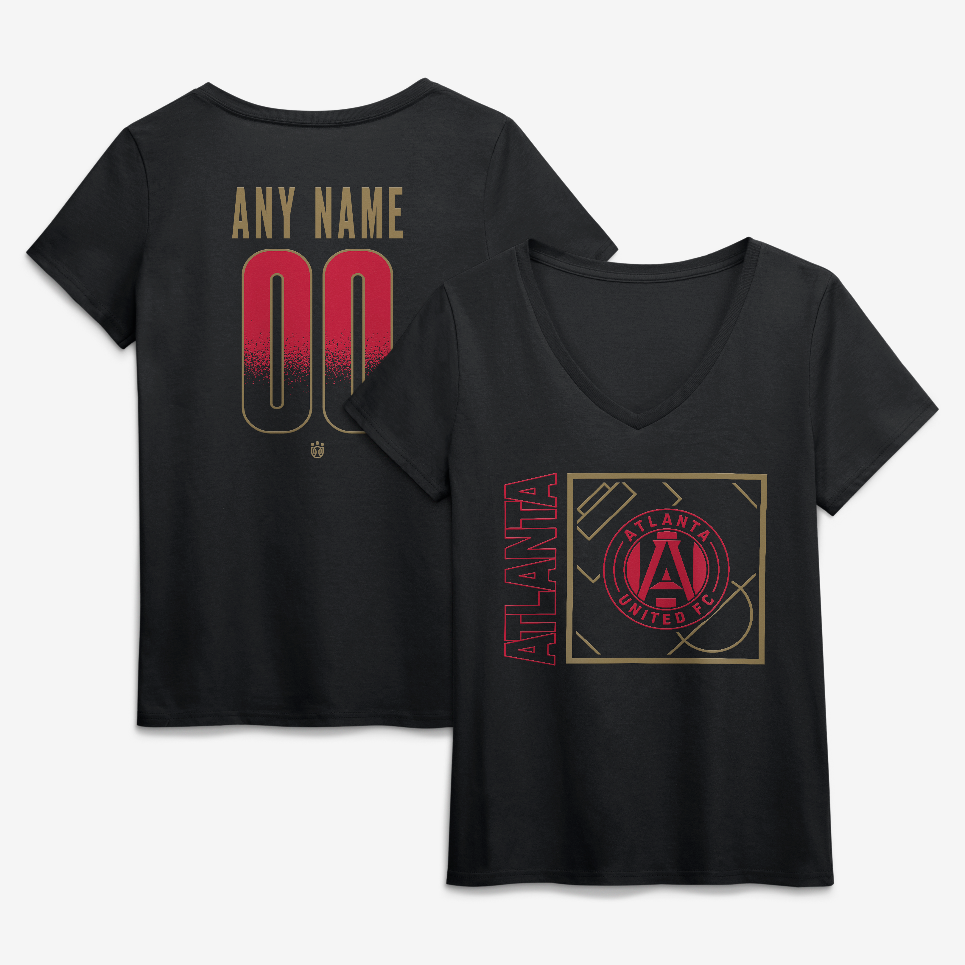 Women's Black Atlanta United FC Home Field Pop Personalized Name & Number V-Neck T-Shirt
