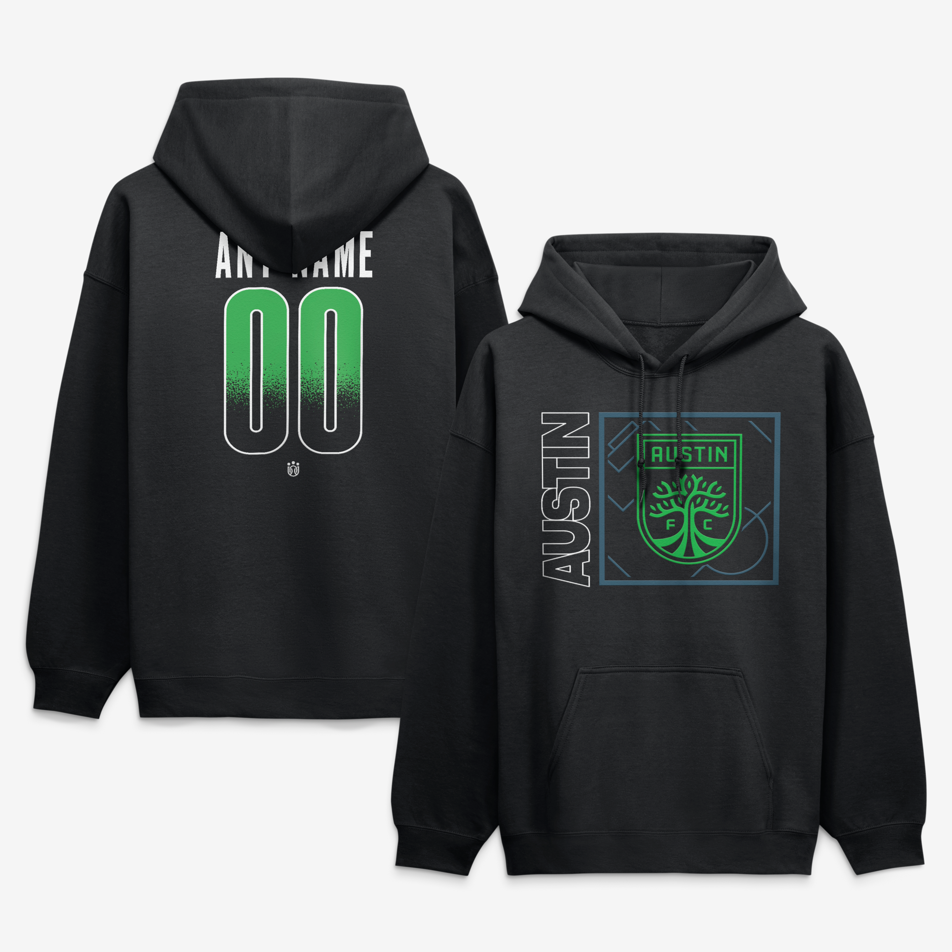 Men's Black Austin FC Big & Tall Home Field Pop Personalized Name & Number Hoodie