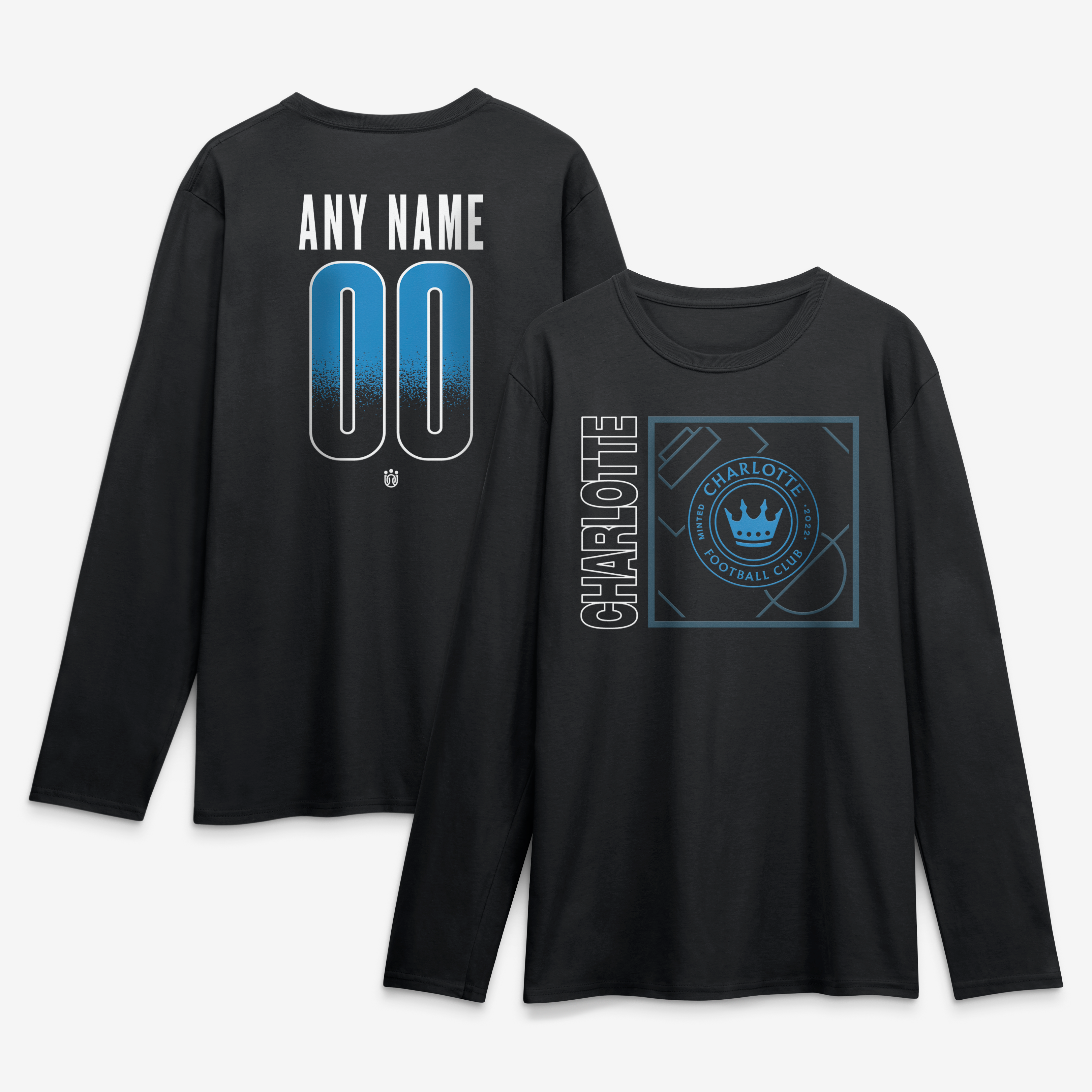 Men's Black Charlotte FC  Home Field Pop Personalized Name & Number Long Sleeve T-Shirt