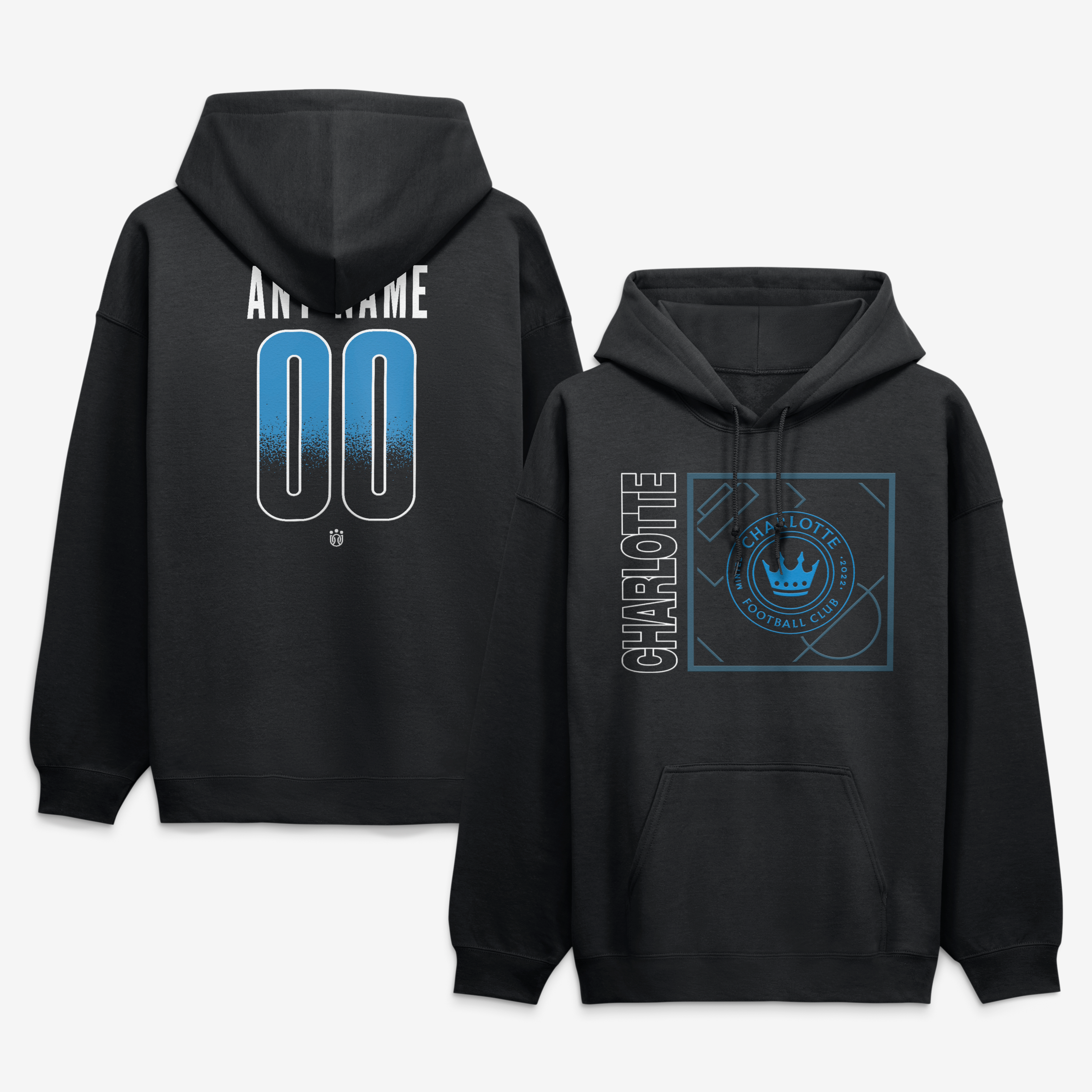 Men's Black Charlotte FC  Home Field Pop Personalized Name & Number Hoodie