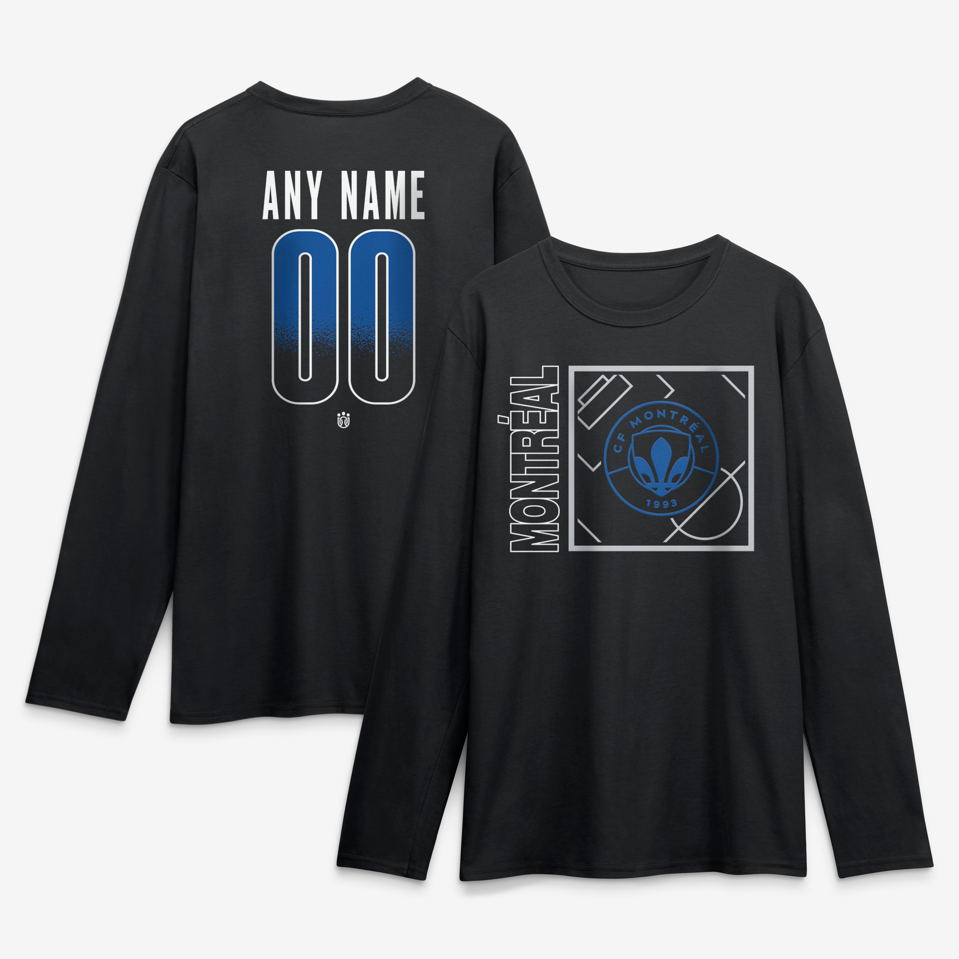 Men's Black CF Montreal  Home Field Pop Personalized Name & Number Long Sleeve T-Shirt