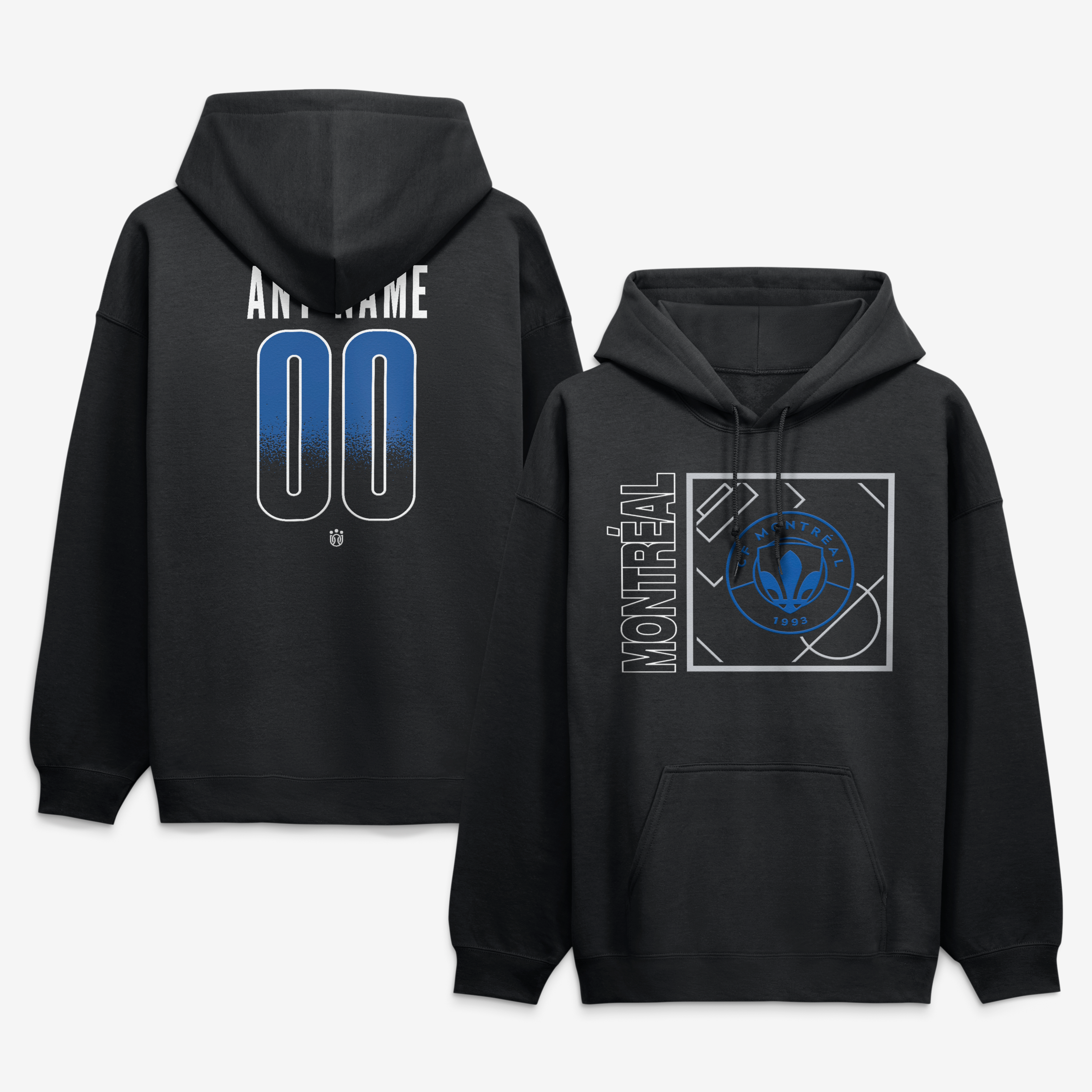 Men's Black CF Montreal  Home Field Pop Personalized Name & Number Hoodie
