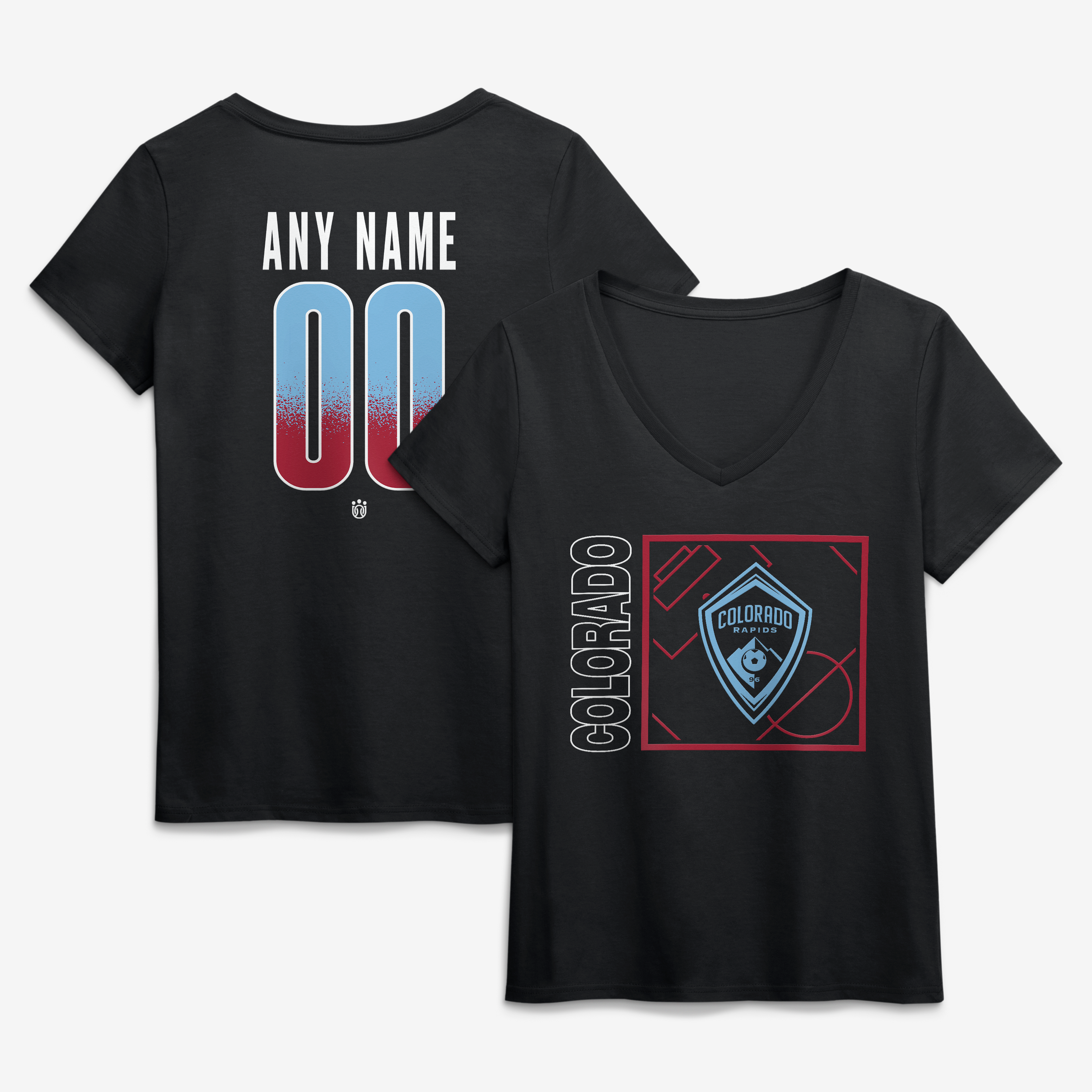 Women's Black Colorado Rapids Home Field Pop Personalized Name & Number V-Neck T-Shirt