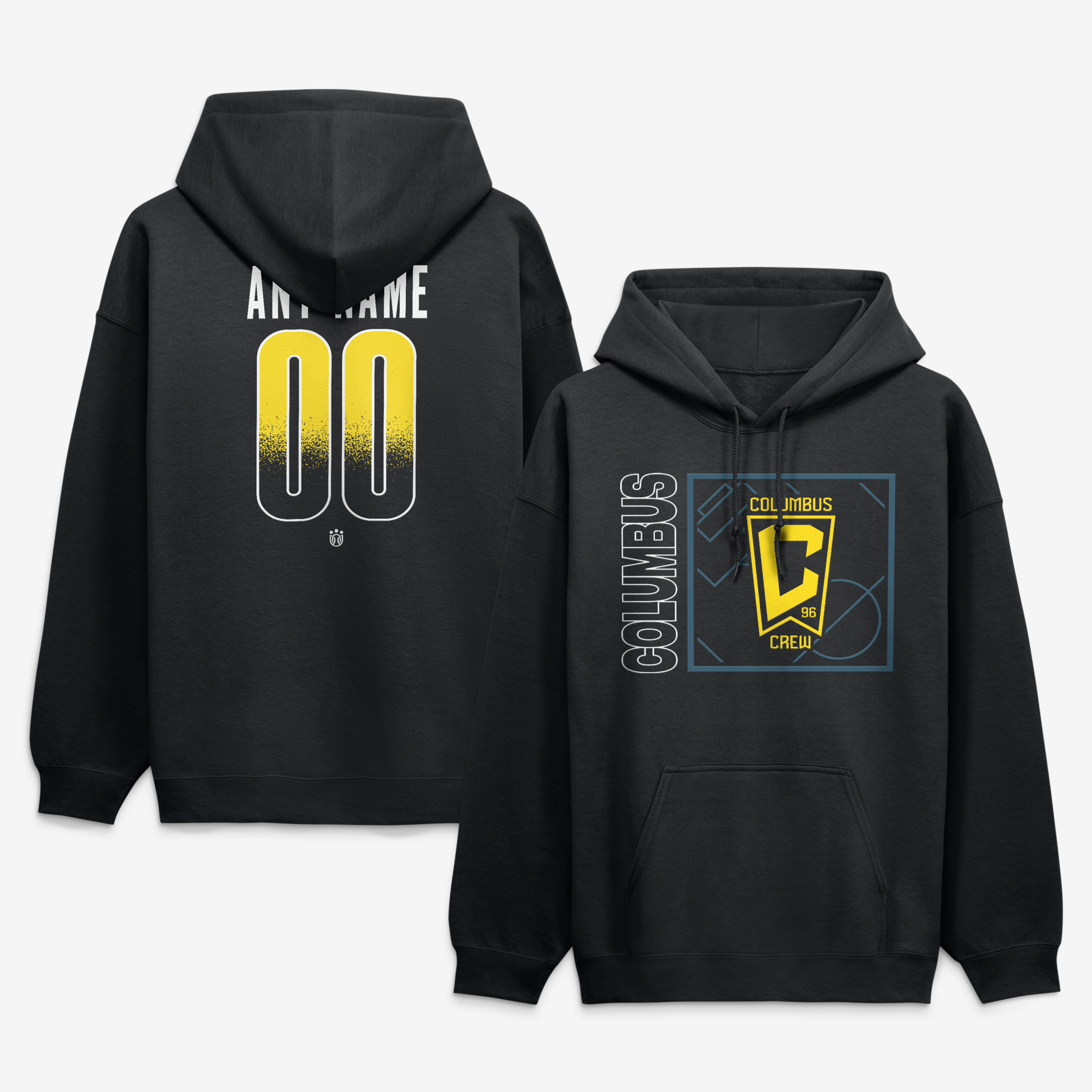 Men's Black Columbus Crew Big & Tall Home Field Pop Personalized Name & Number Hoodie