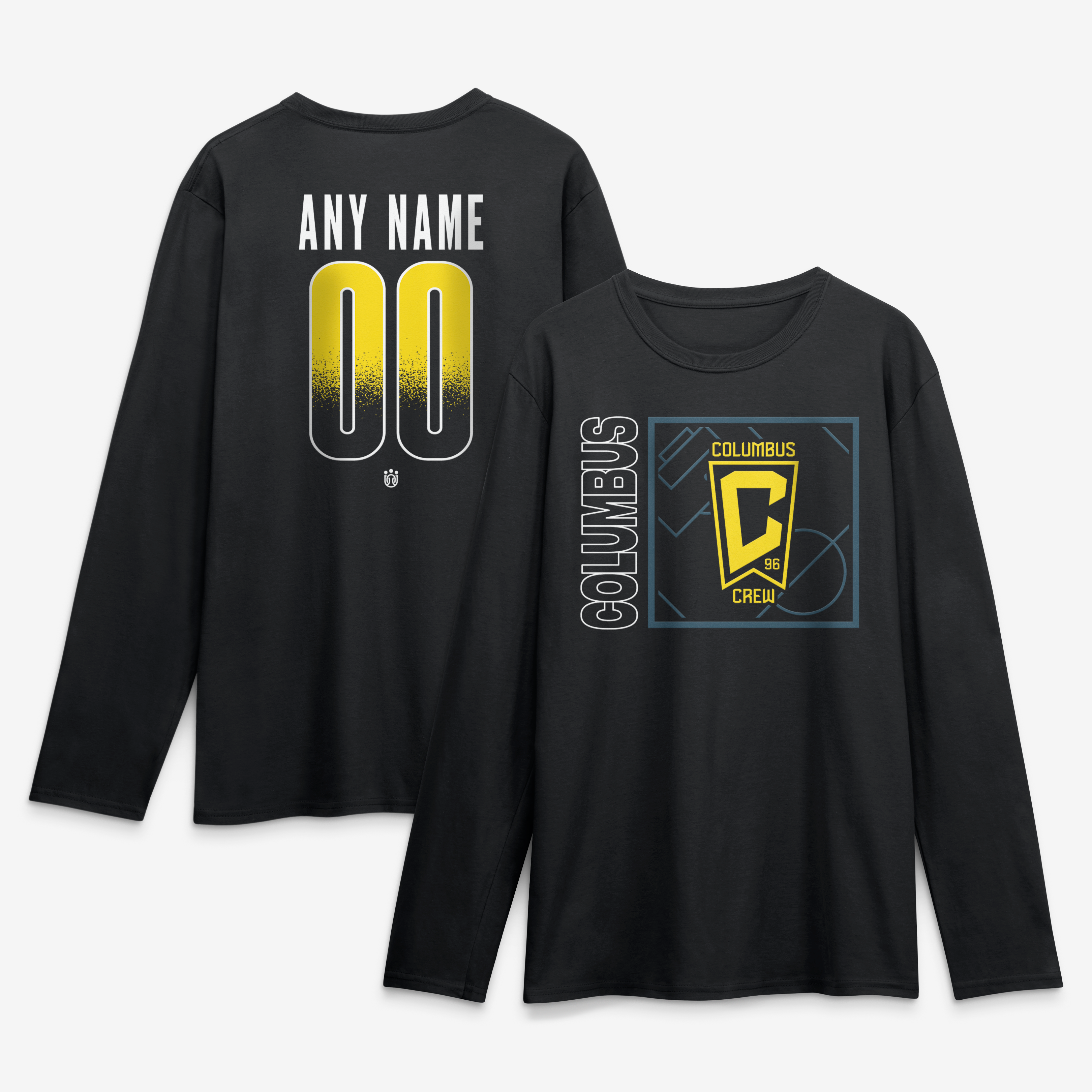 Men's Black Columbus Crew  Home Field Pop Personalized Name & Number Long Sleeve T-Shirt