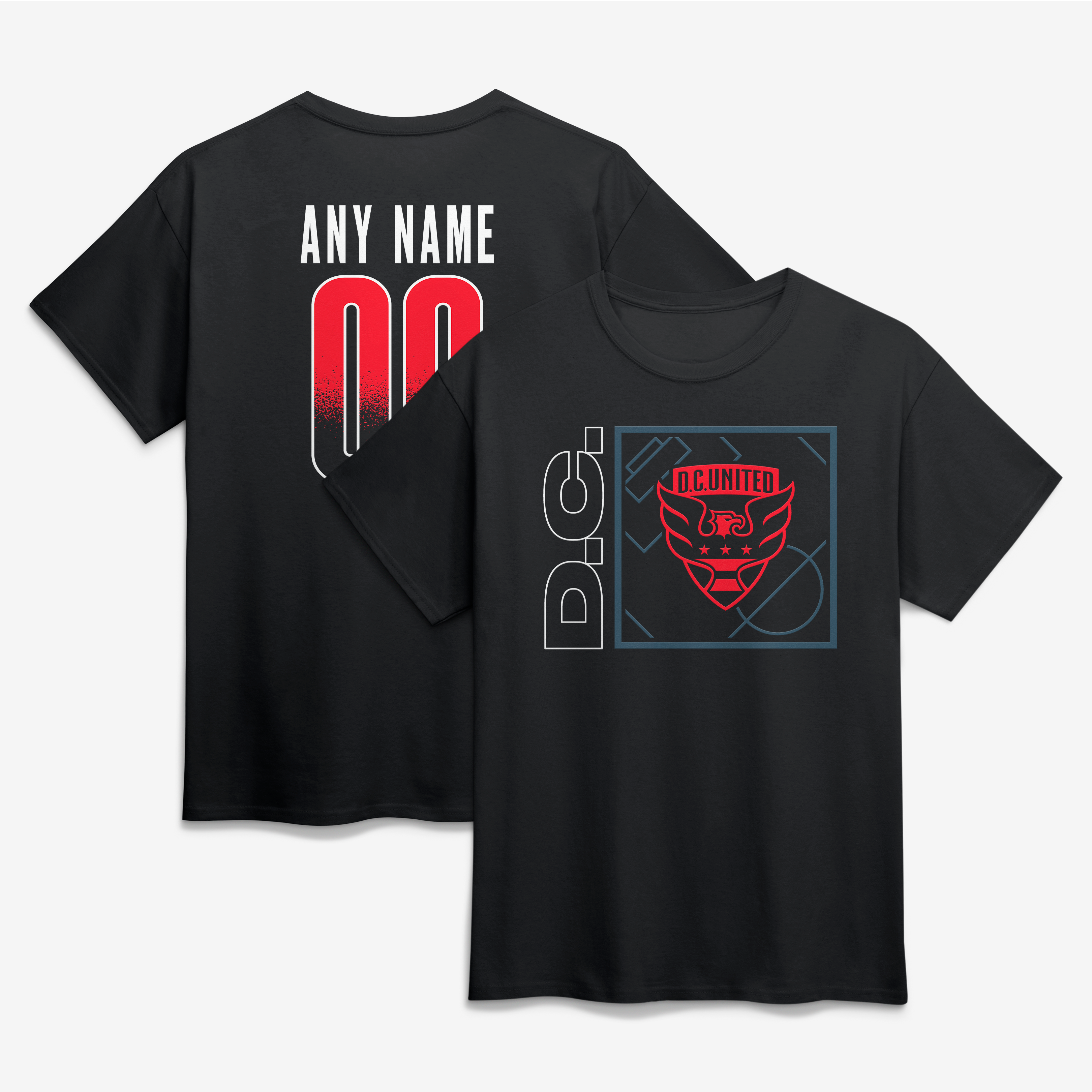 Men's Black D.C. United Big & Tall Home Field Pop Personalized Name & Number T-Shirt
