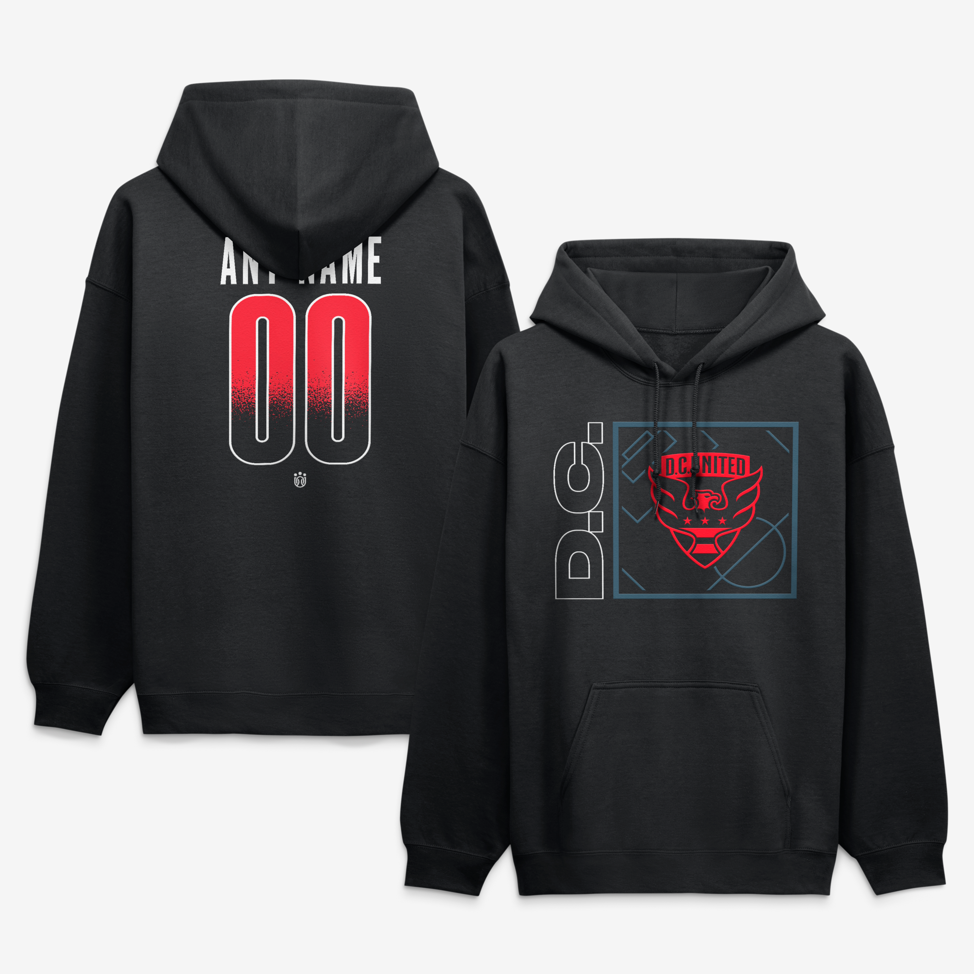Men's Black D.C. United  Home Field Pop Personalized Name & Number Hoodie