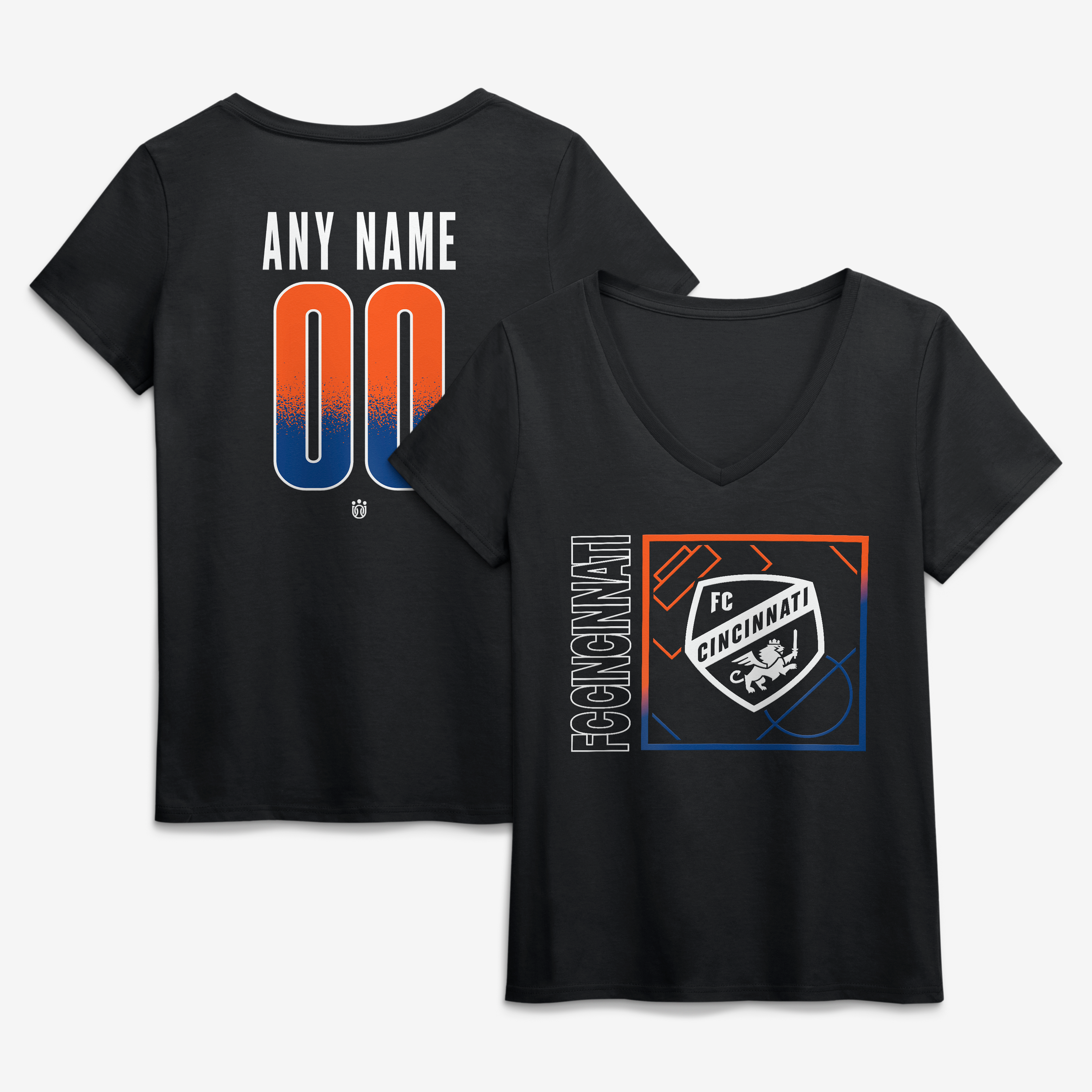 Women's Black FC Cincinnati Home Field Pop Personalized Name & Number V-Neck T-Shirt