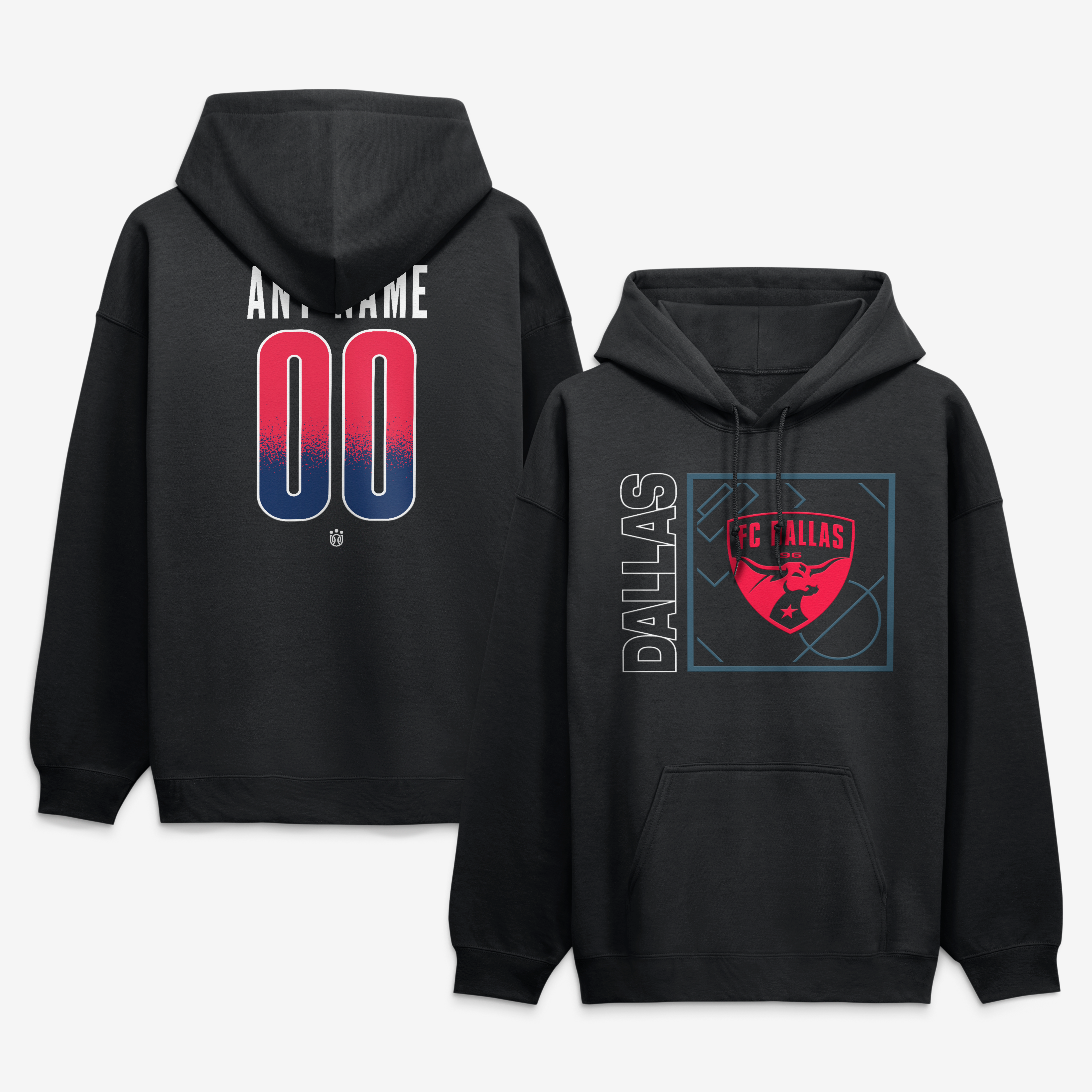 Men's Black FC Dallas Big & Tall Home Field Pop Personalized Name & Number Hoodie
