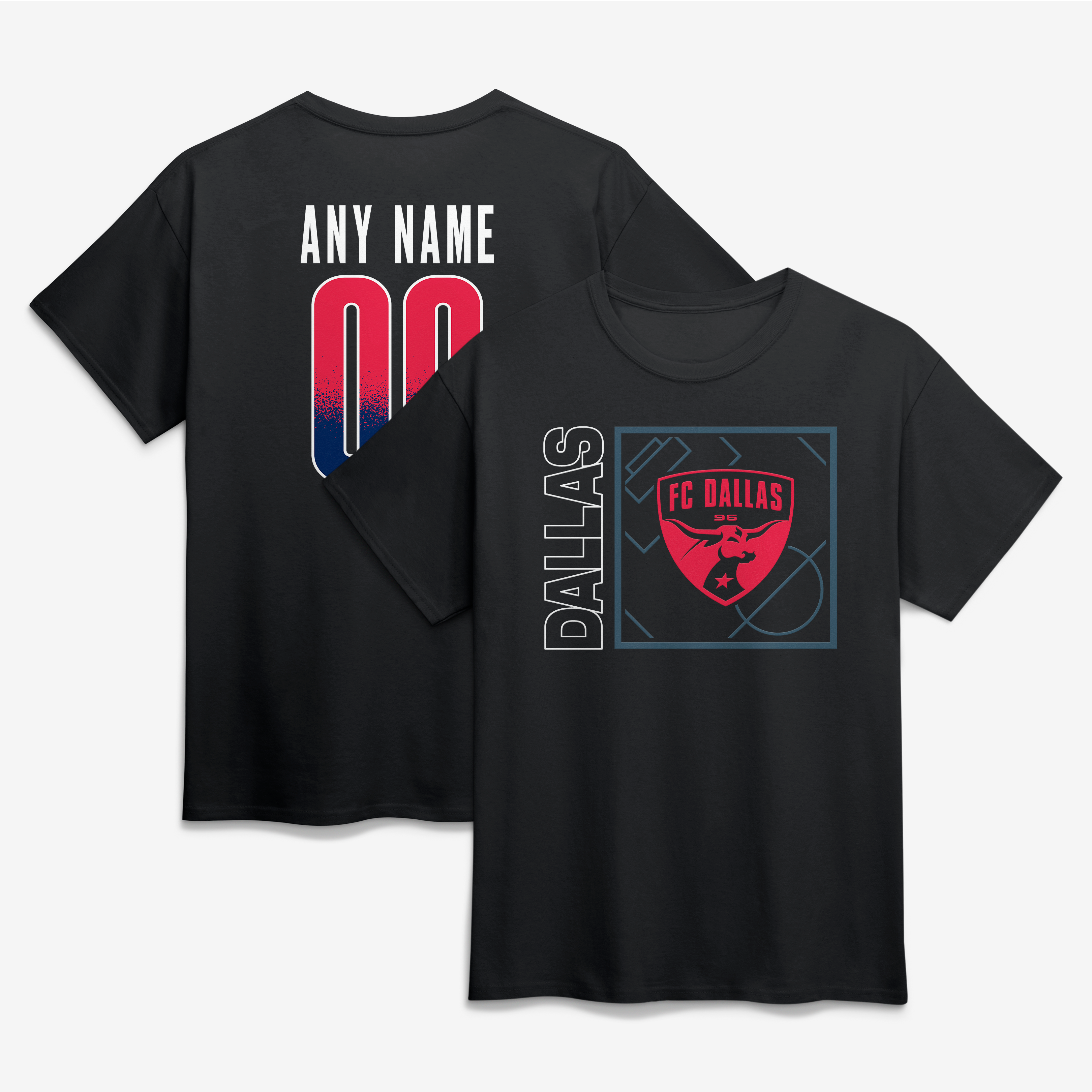 Men's Black FC Dallas  Home Field Pop Personalized Name & Number T-Shirt