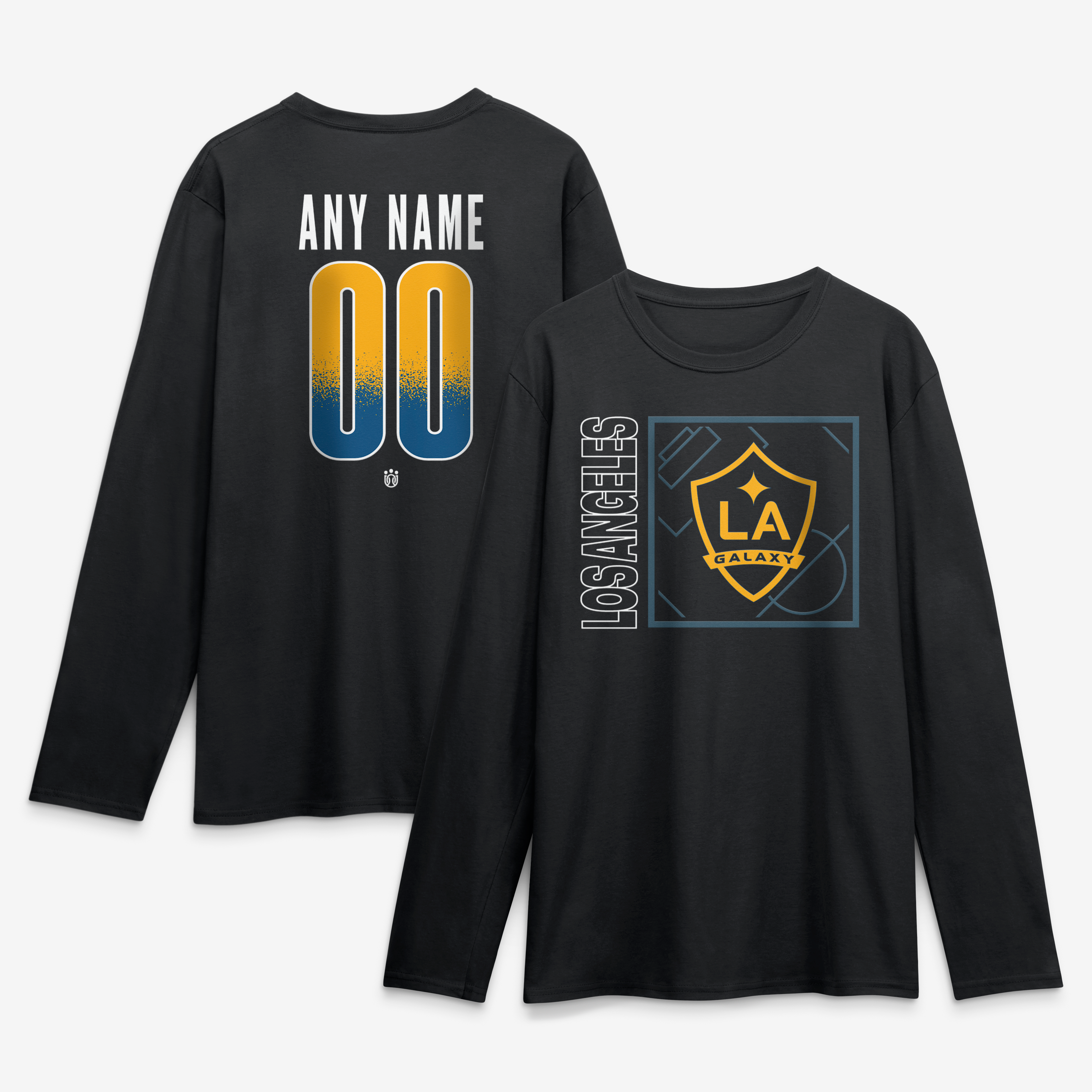 Men's Black LA Galaxy  Home Field Pop Personalized Name & Number Long Sleeve T-Shirt
