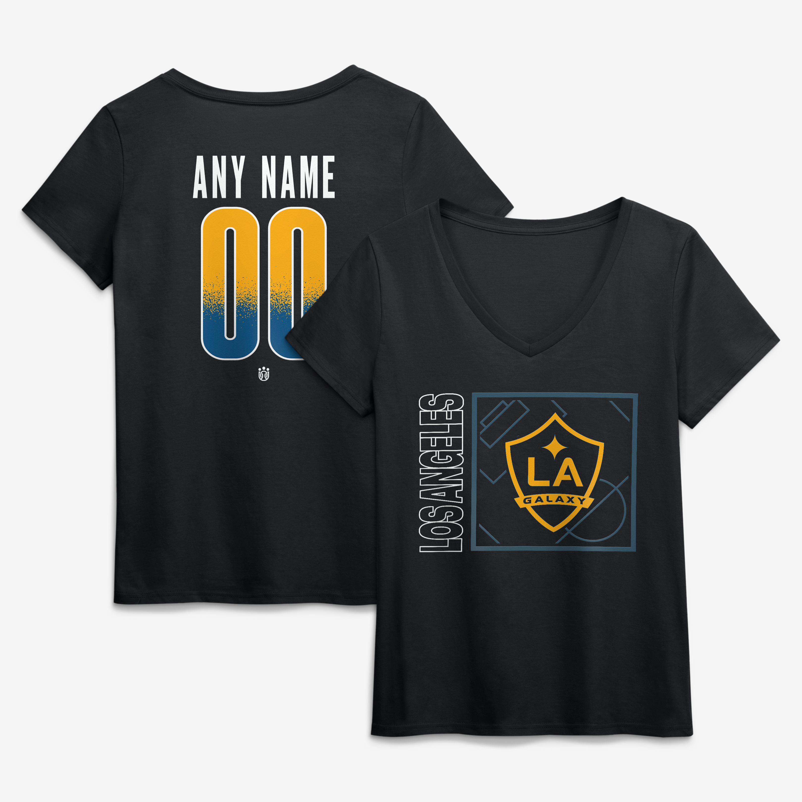 Women's Black LA Galaxy Home Field Pop Personalized Name & Number V-Neck T-Shirt