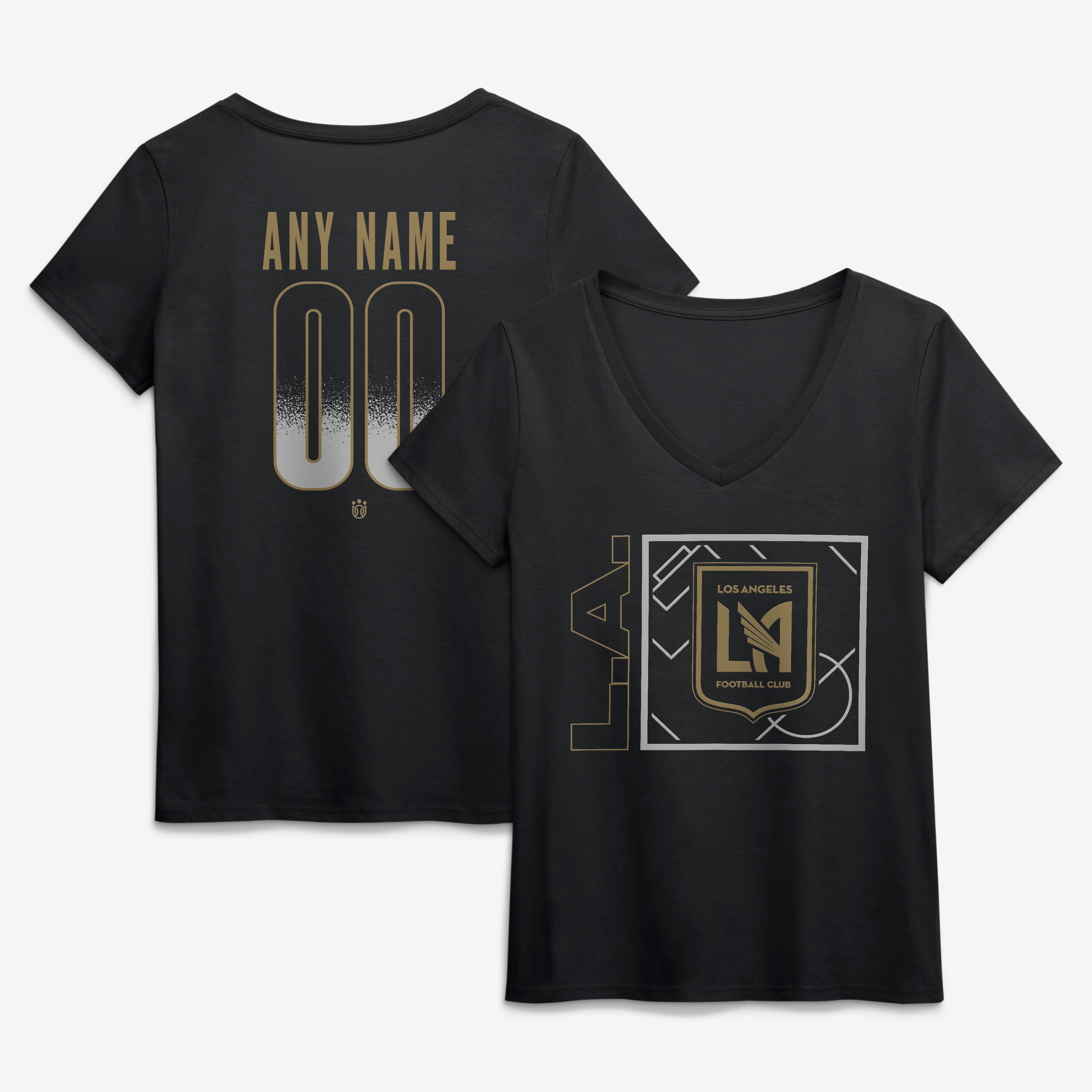 Women's Black LAFC Home Field Pop Personalized Name & Number V-Neck T-Shirt