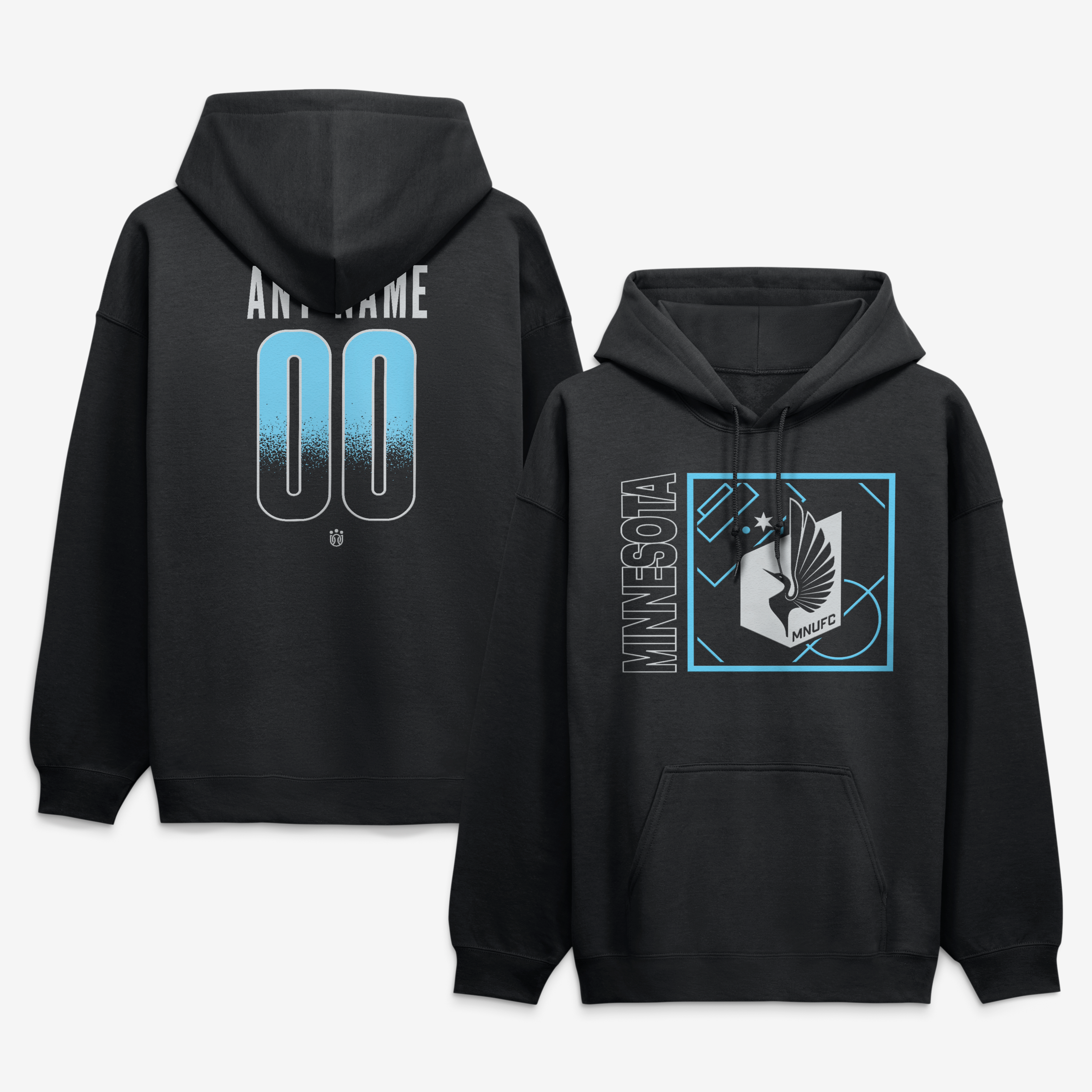 Men's Black Minnesota United FC  Home Field Pop Personalized Name & Number Hoodie