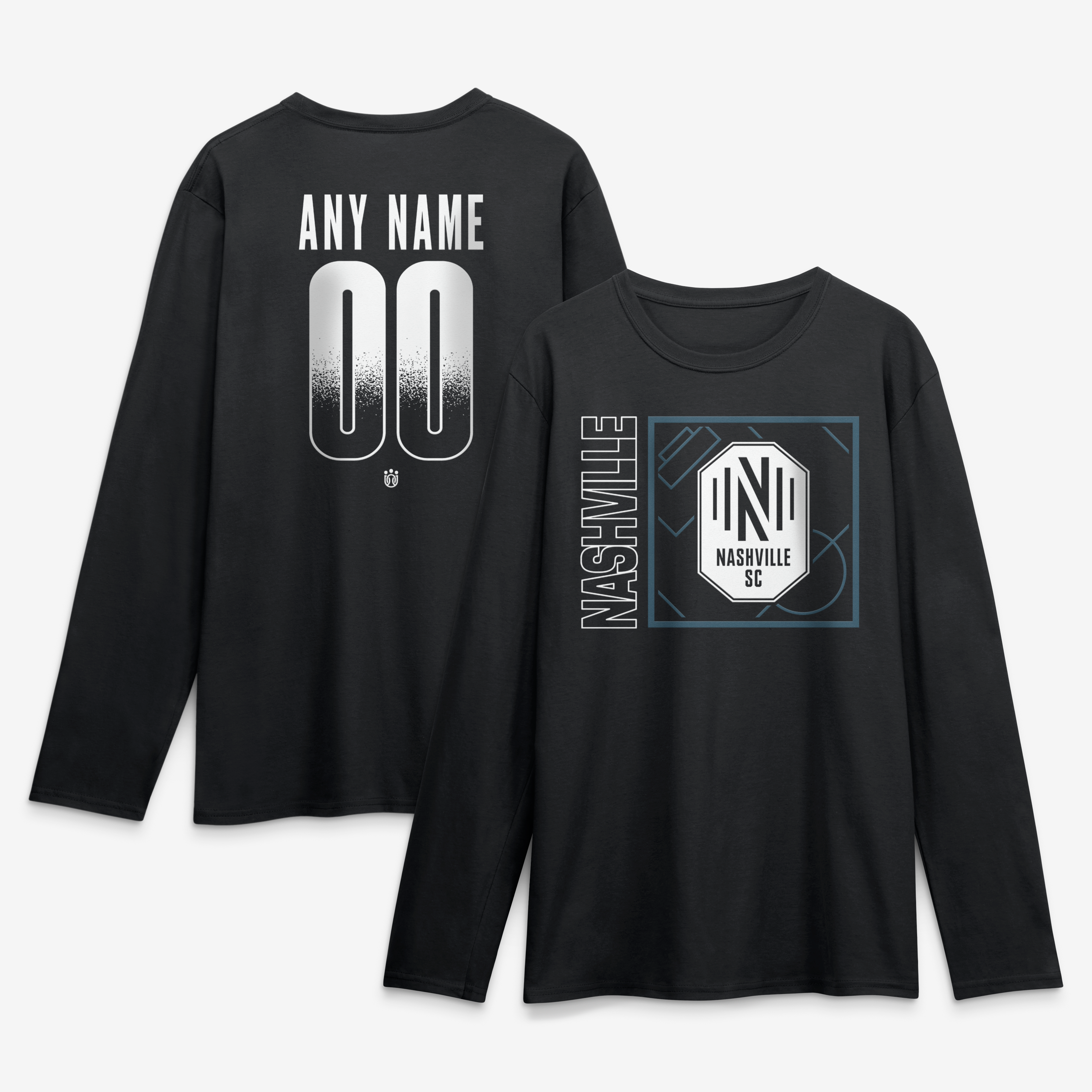 Men's Black Nashville SC  Home Field Pop Personalized Name & Number Long Sleeve T-Shirt