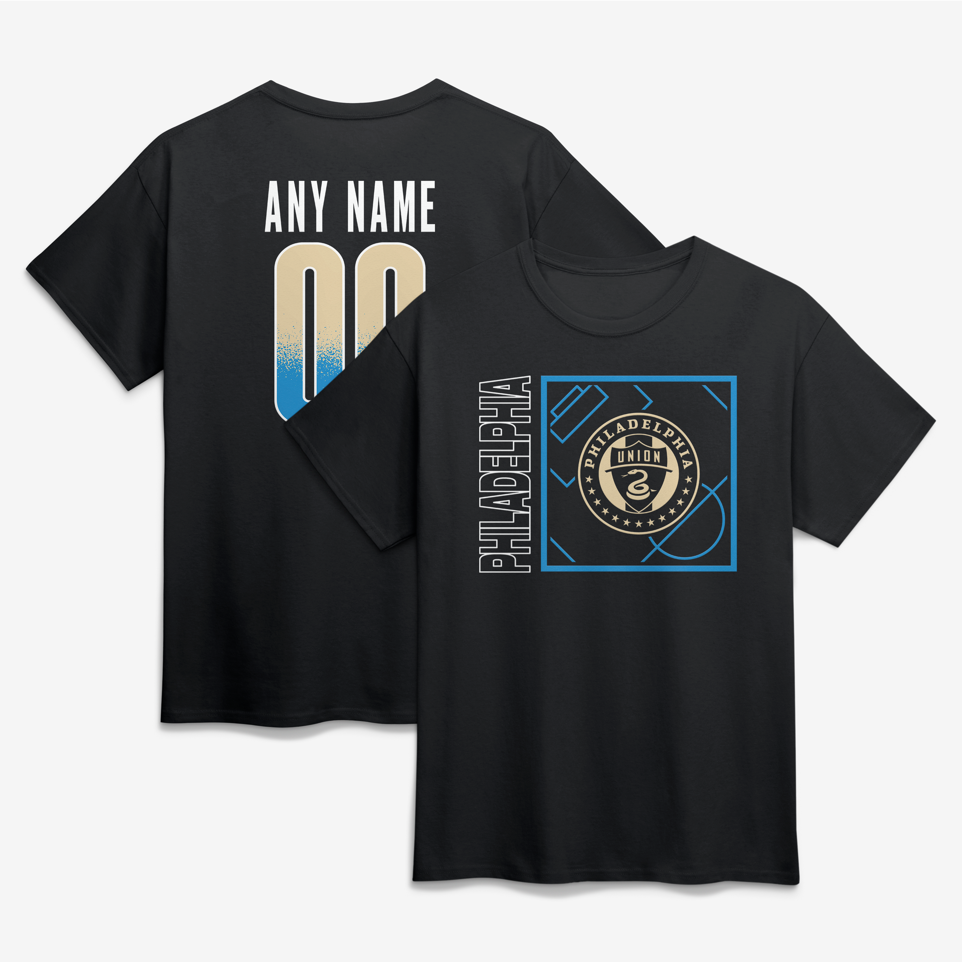 Men's Black Philadelphia Union Big & Tall Home Field Pop Personalized Name & Number T-Shirt