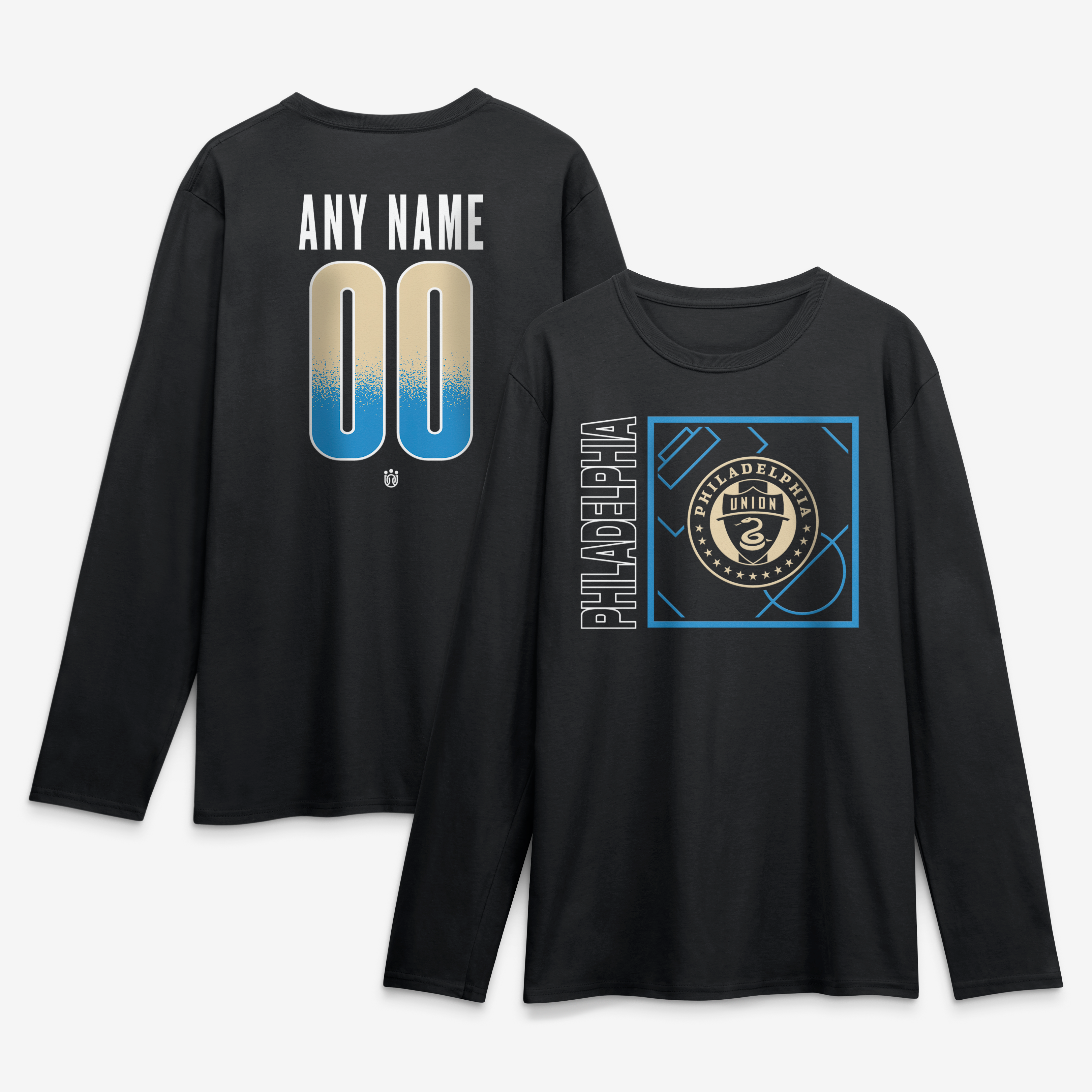 Men's Black Philadelphia Union  Home Field Pop Personalized Name & Number Long Sleeve T-Shirt