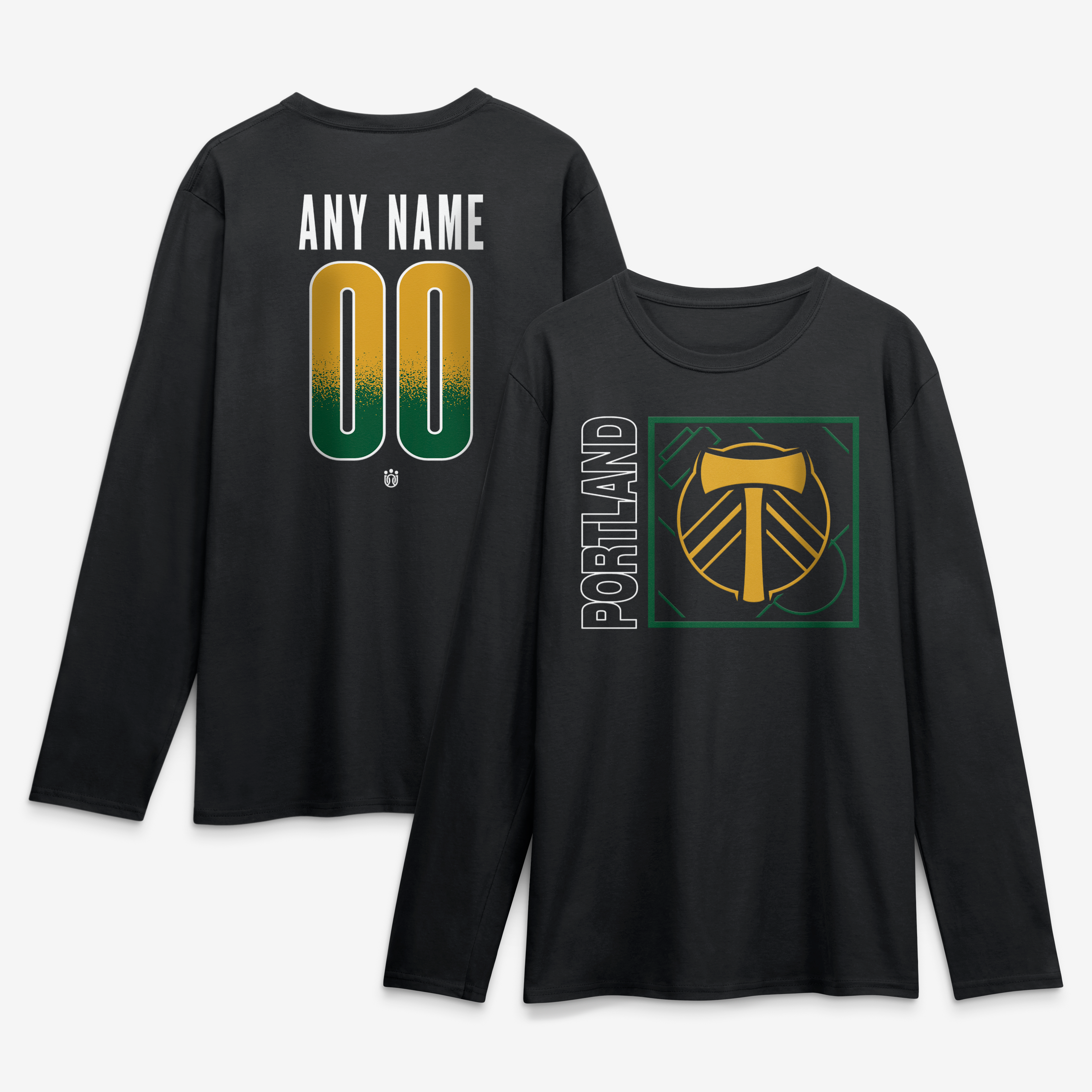 Men's Black Portland Timbers  Home Field Pop Personalized Name & Number Long Sleeve T-Shirt