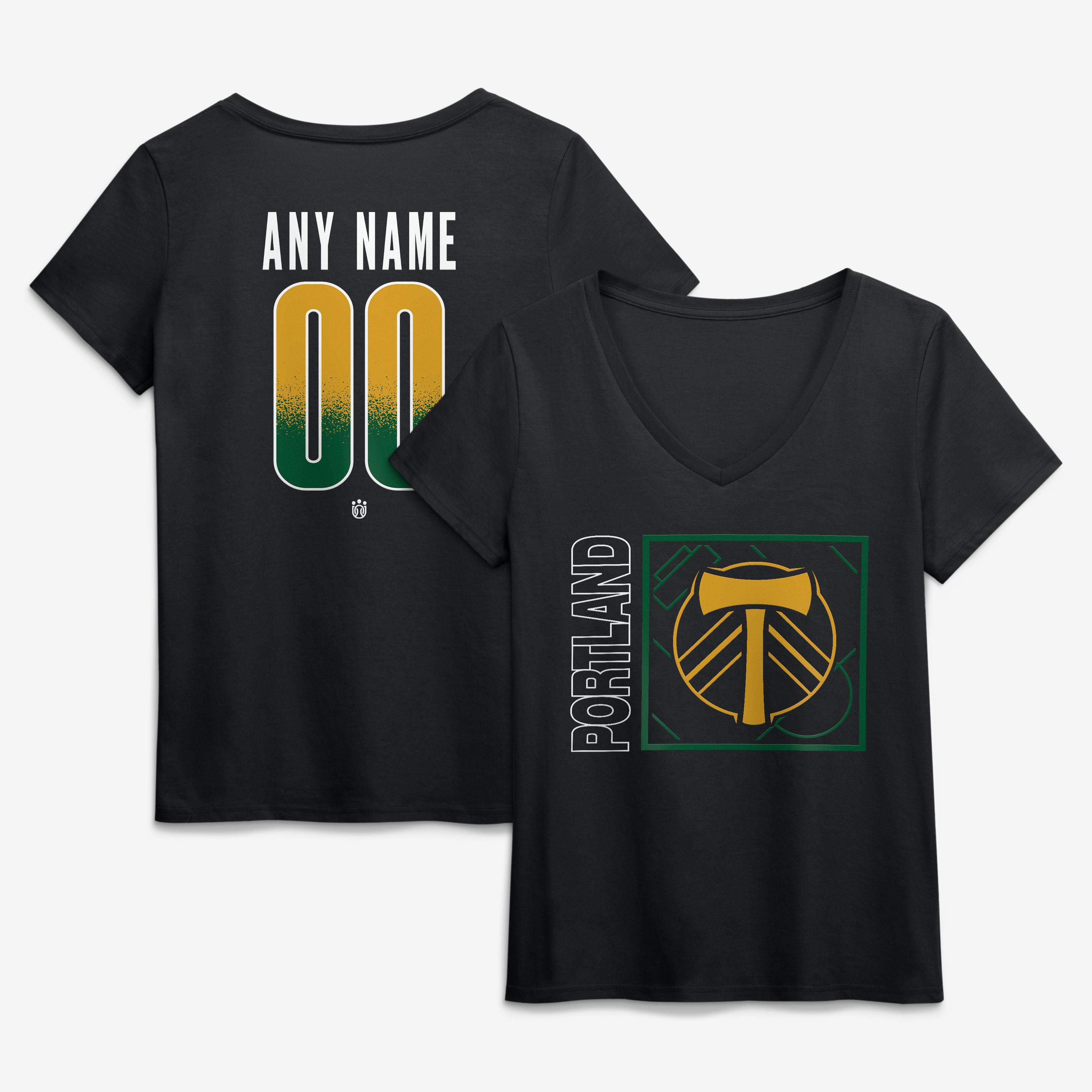 Women's Black Portland Timbers Home Field Pop Personalized Name & Number V-Neck T-Shirt