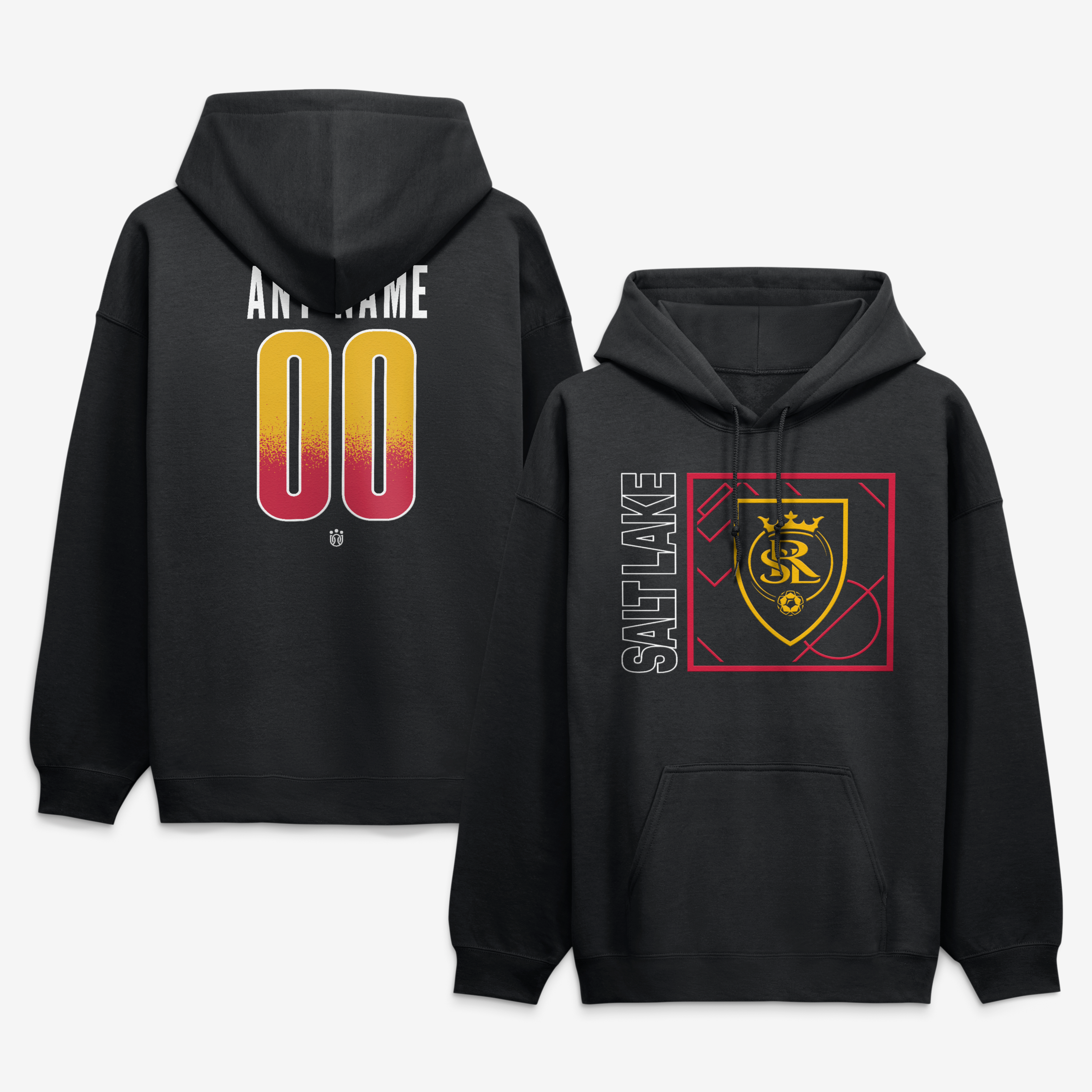 Men's Black Real Salt Lake Big & Tall Home Field Pop Personalized Name & Number Hoodie