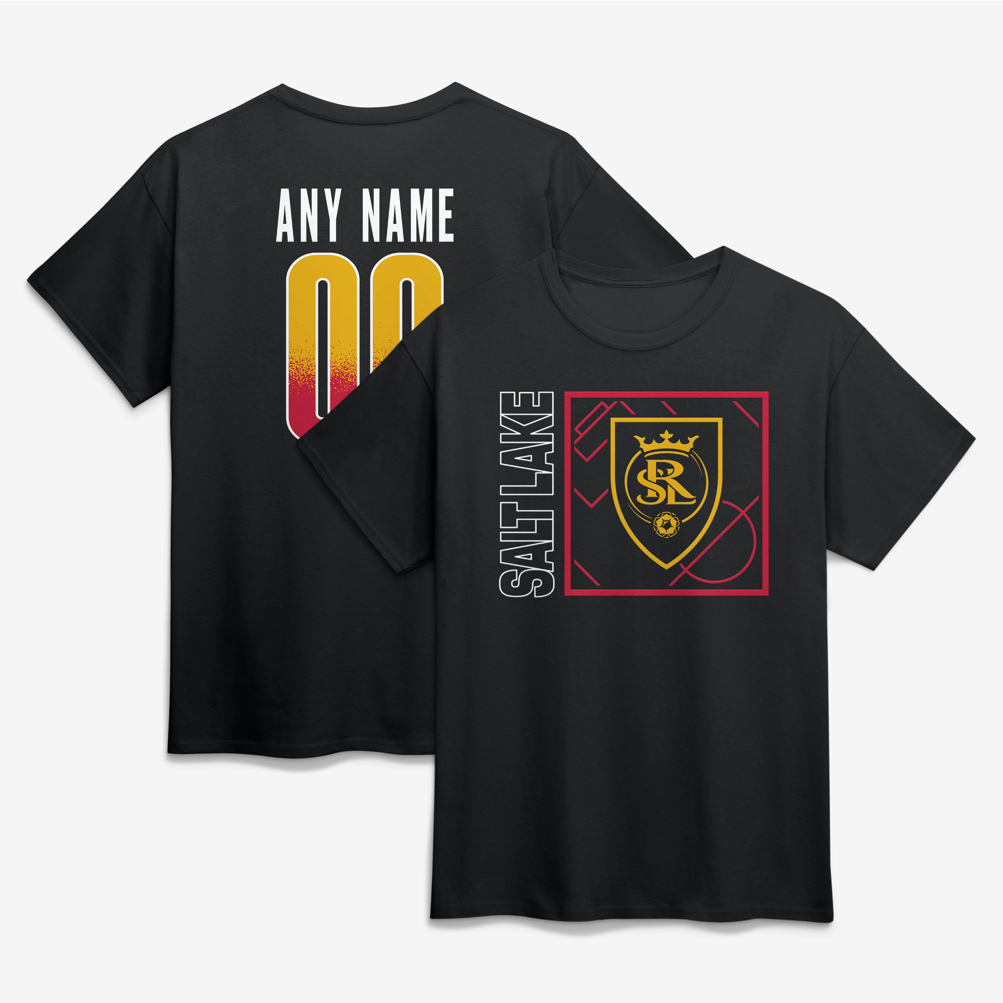 Men's Black Real Salt Lake  Home Field Pop Personalized Name & Number T-Shirt