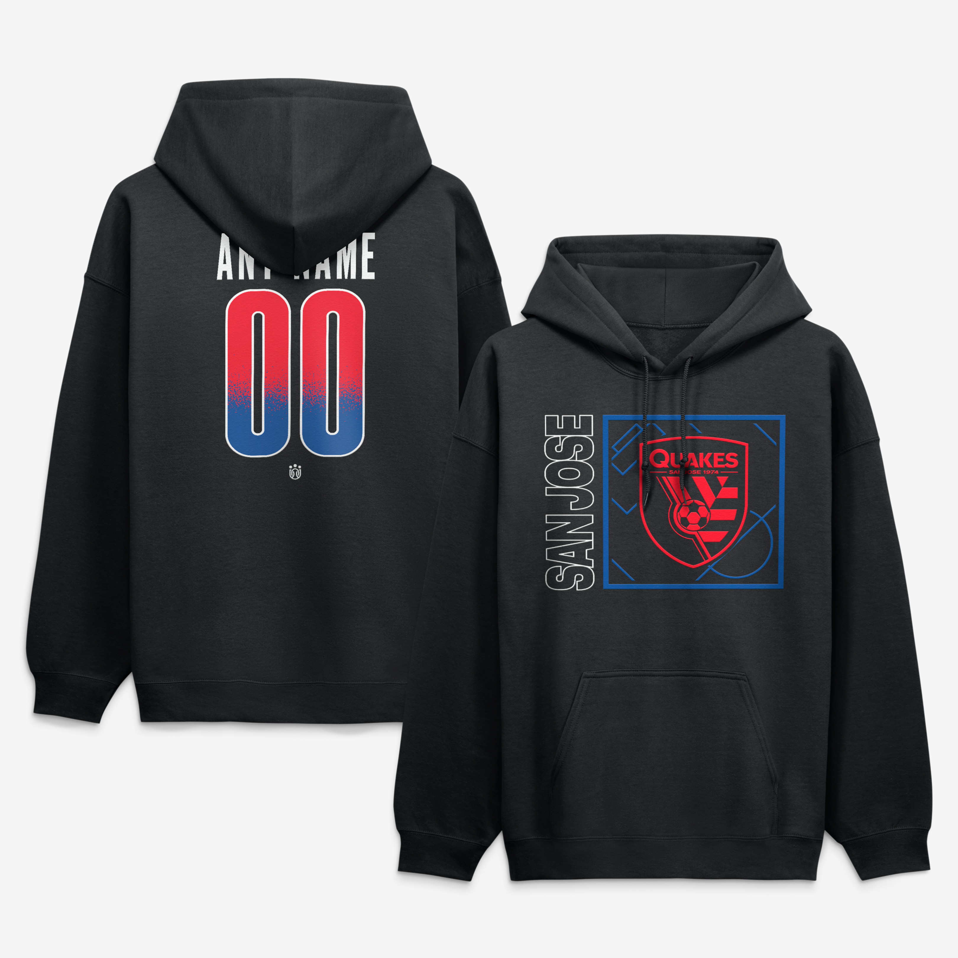 Men's Black San Jose Earthquakes Big & Tall Home Field Pop Personalized Name & Number Hoodie