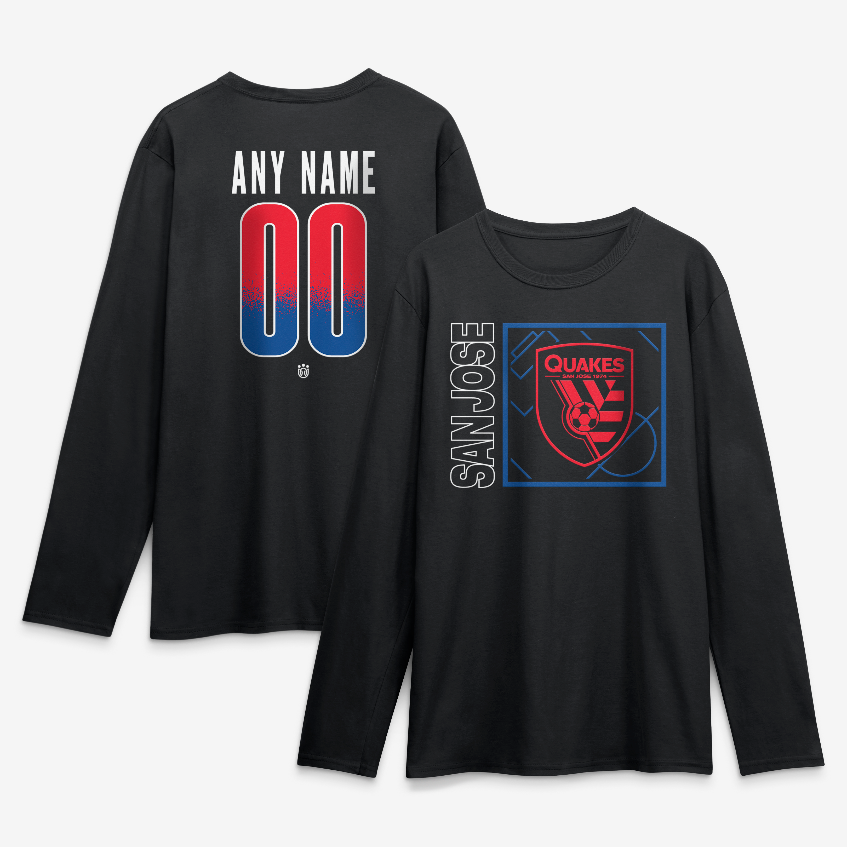 Men's Black San Jose Earthquakes  Home Field Pop Personalized Name & Number Long Sleeve T-Shirt