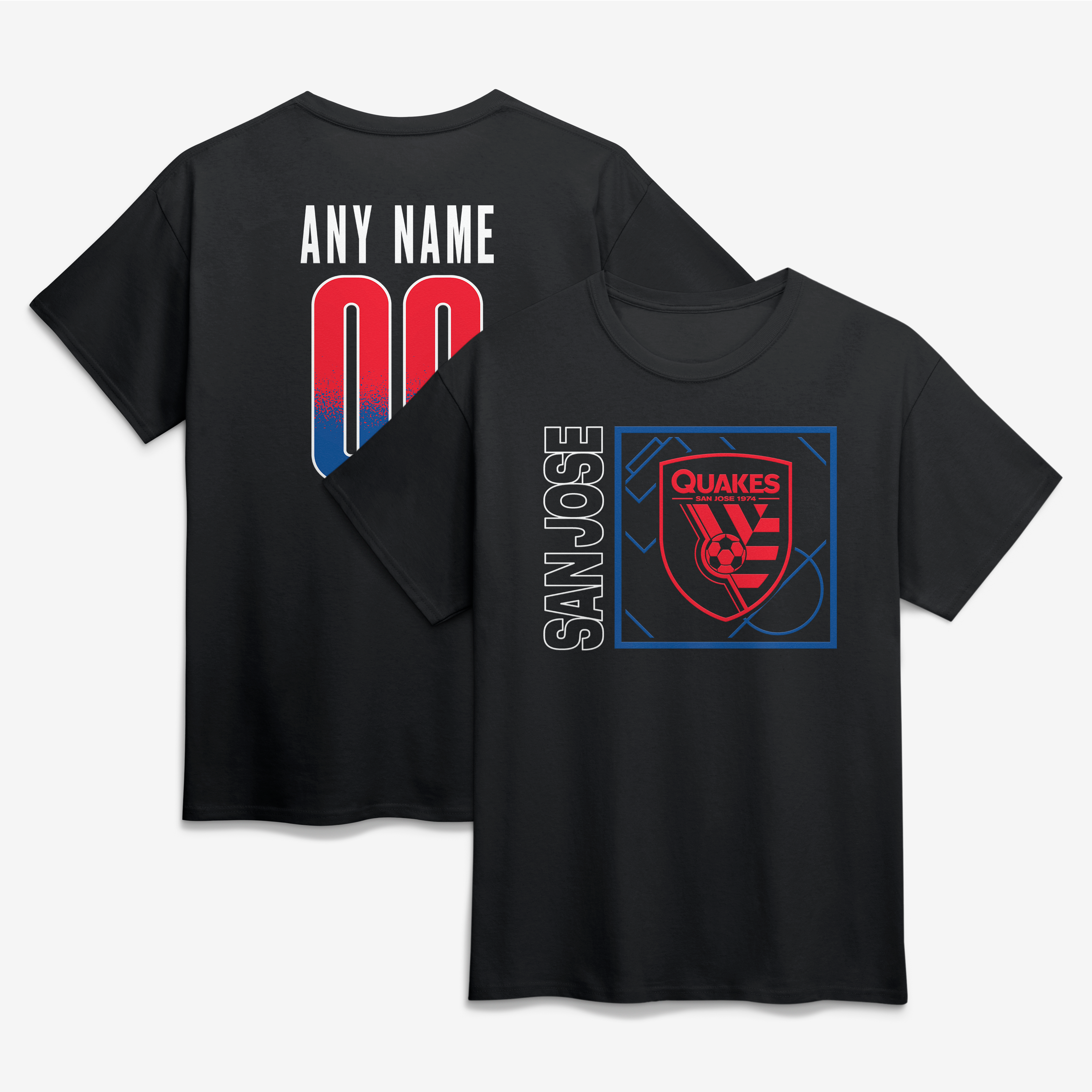 Men's Black San Jose Earthquakes  Home Field Pop Personalized Name & Number T-Shirt