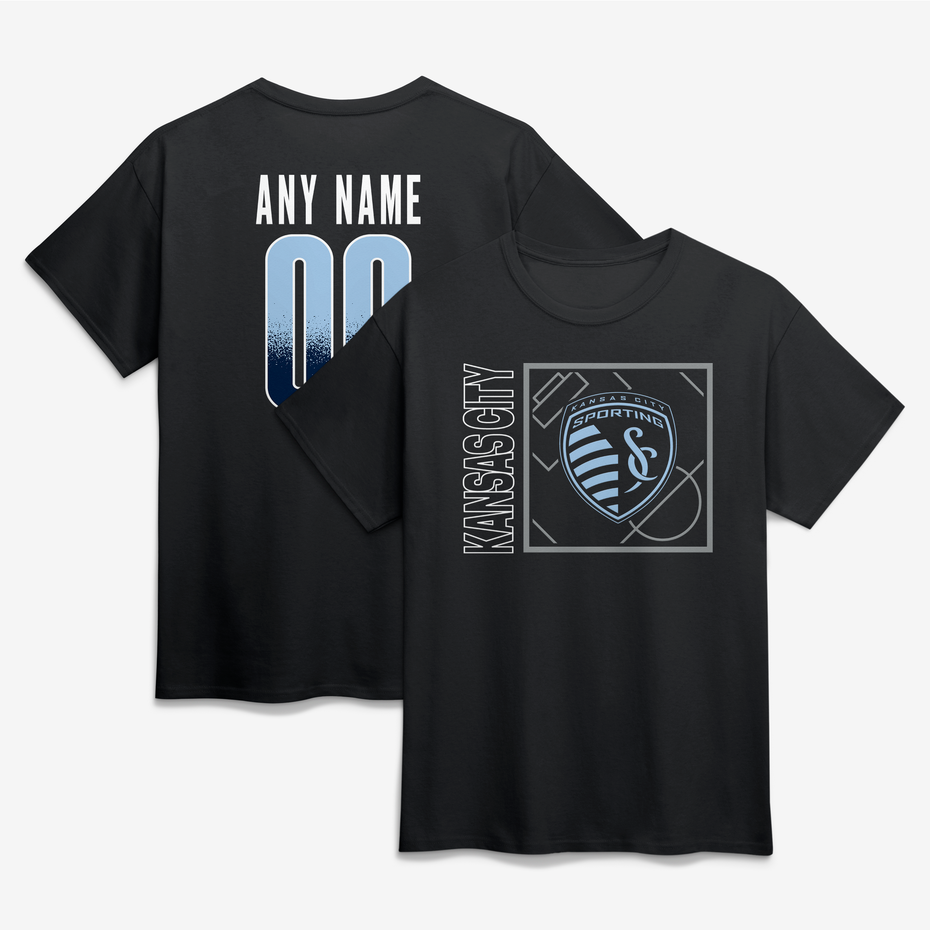 Men's Black Sporting Kansas City Big & Tall Home Field Pop Personalized Name & Number T-Shirt