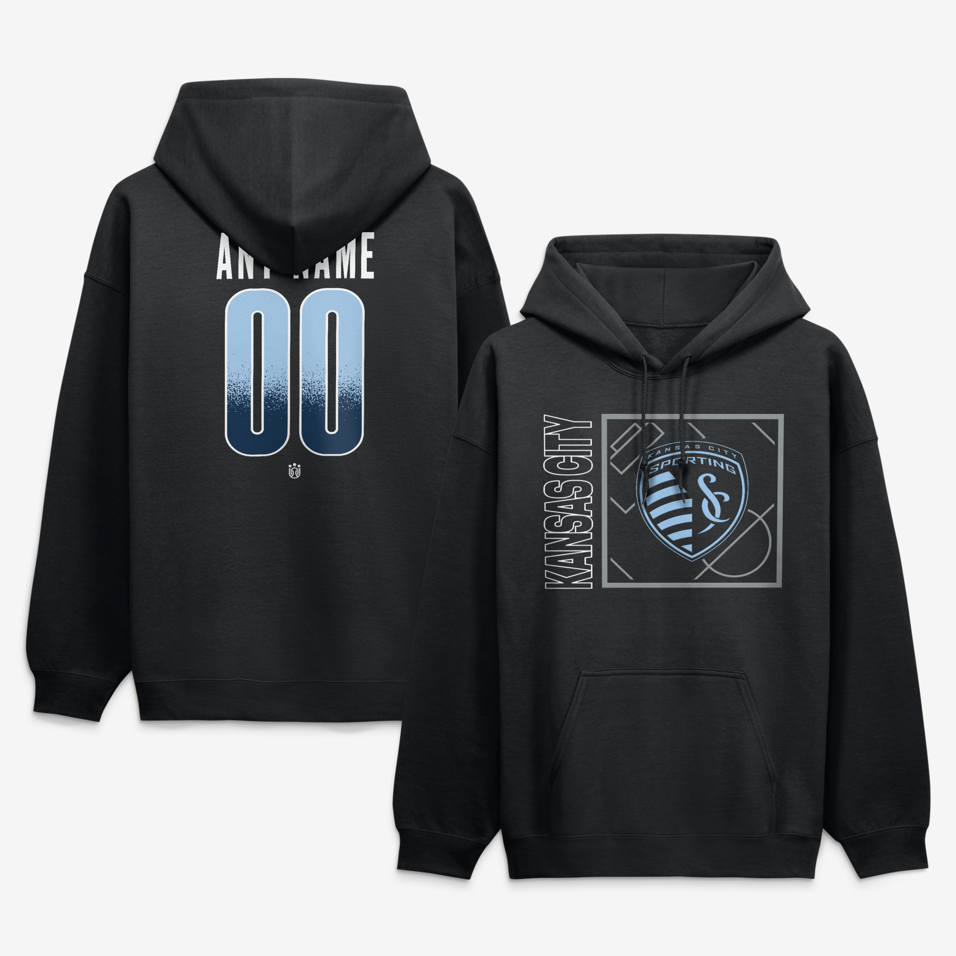 Men's Black Sporting Kansas City  Home Field Pop Personalized Name & Number Hoodie