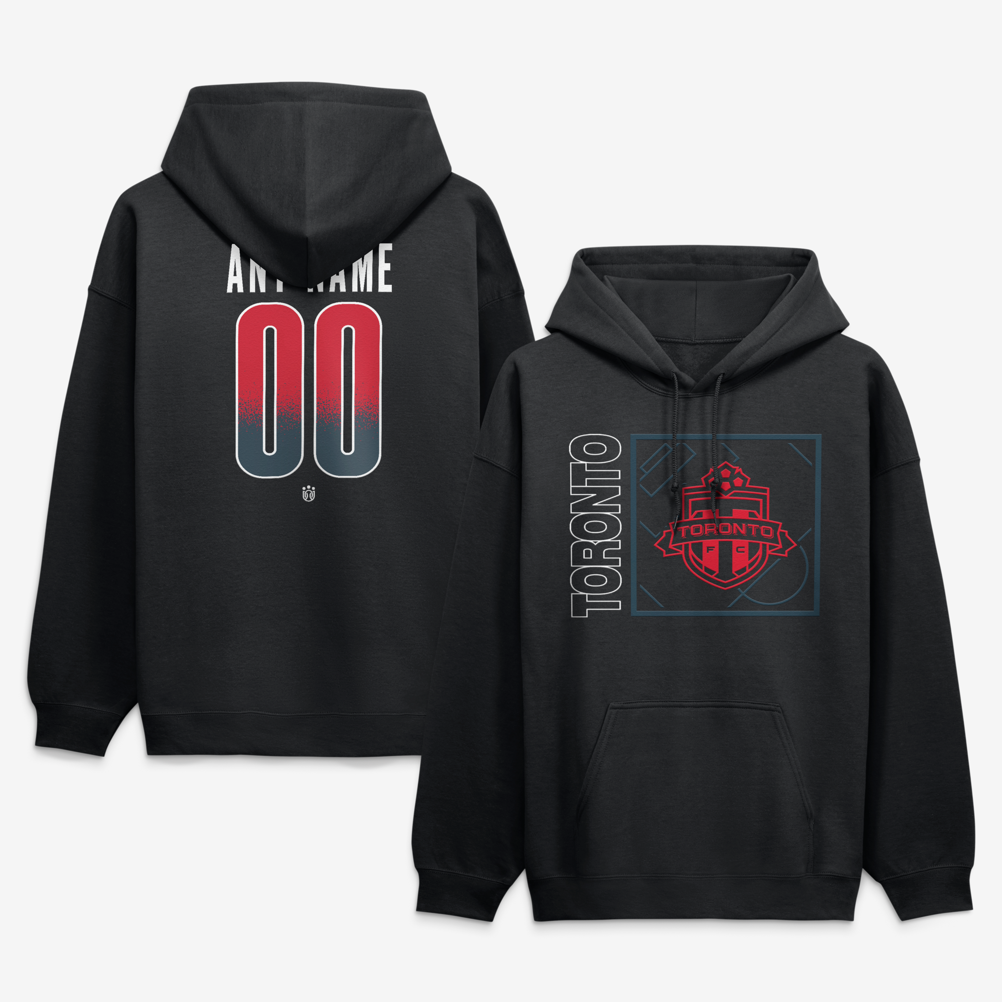 Men's Black Toronto FC Big & Tall Home Field Pop Personalized Name & Number Hoodie