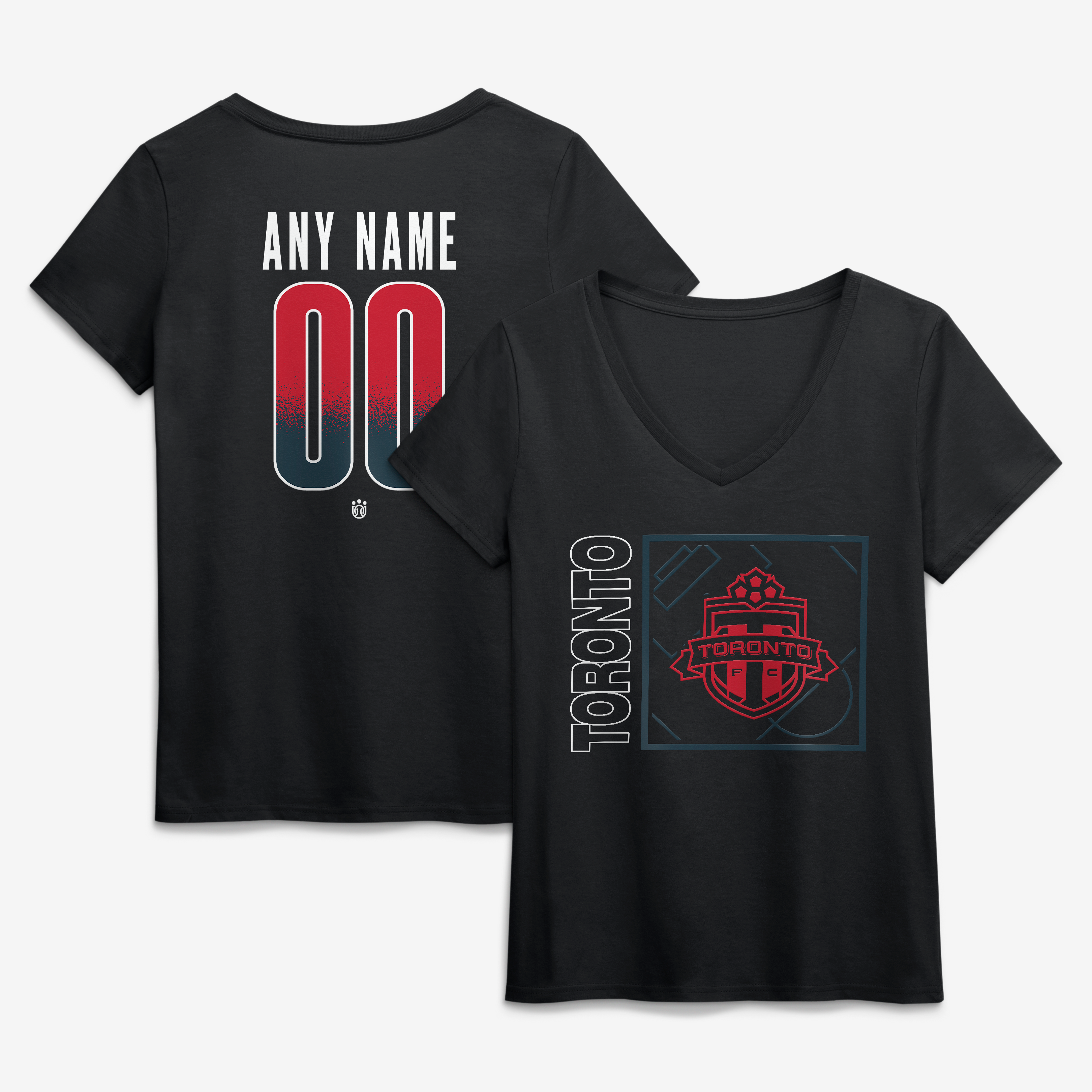 Women's Black Toronto FC Home Field Pop Personalized Name & Number V-Neck T-Shirt