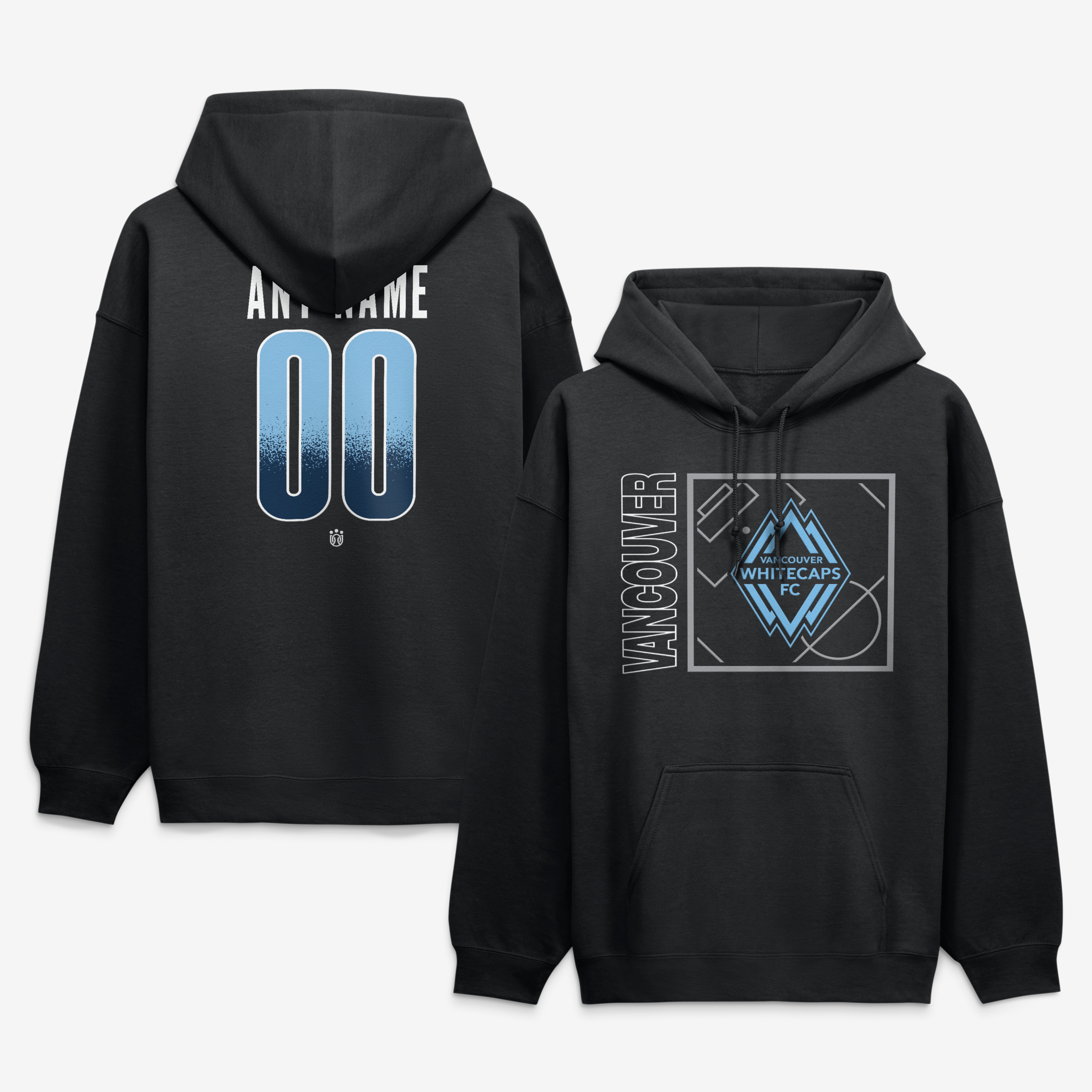 Men's Black Vancouver Whitecaps FC Big & Tall Home Field Pop Personalized Name & Number Hoodie