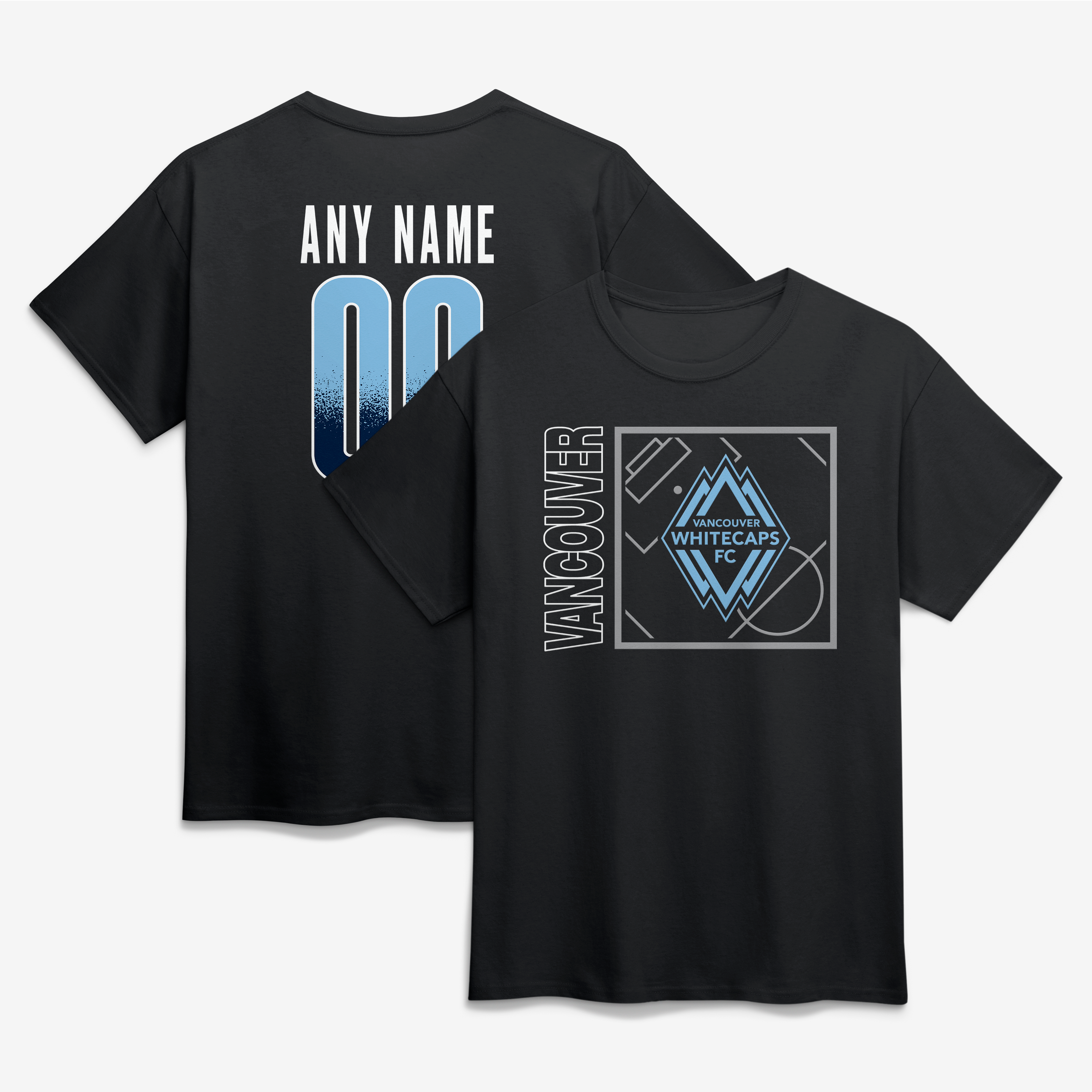 Men's Black Vancouver Whitecaps FC Big & Tall Home Field Pop Personalized Name & Number T-Shirt
