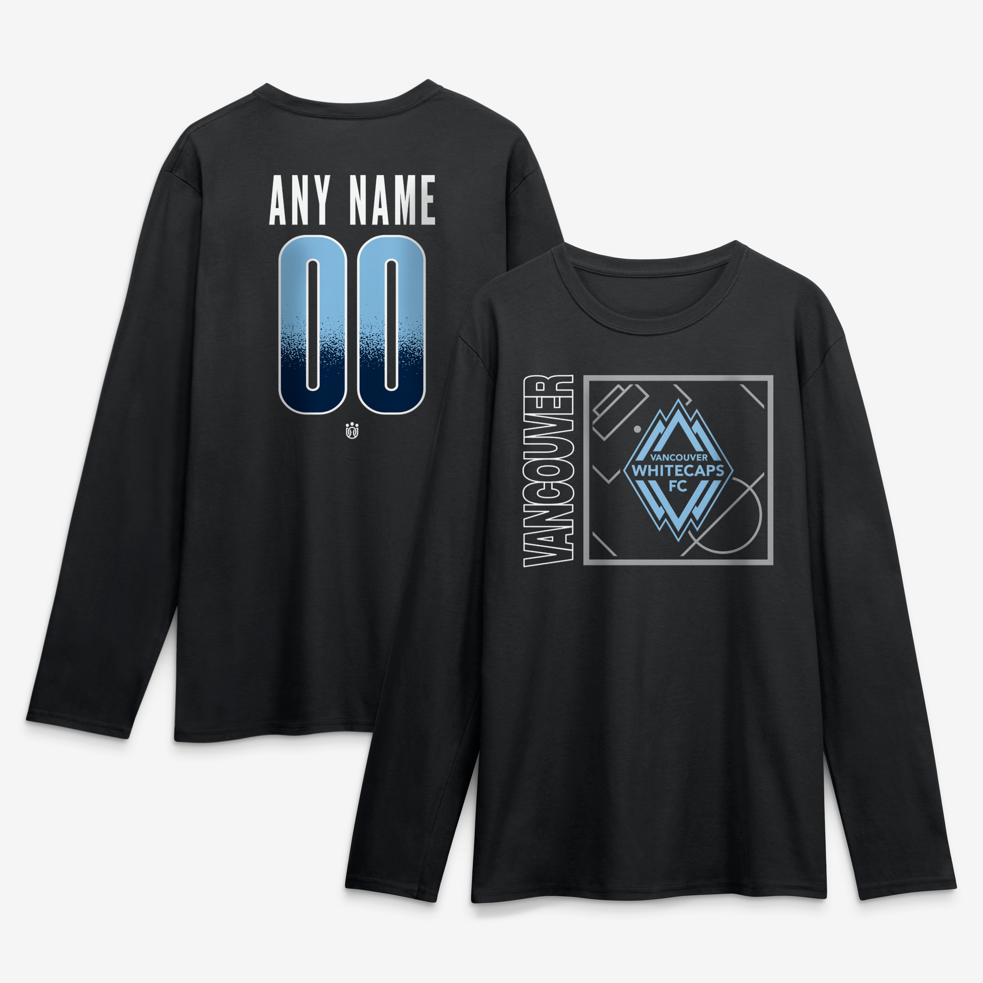 Men's Black Vancouver Whitecaps FC  Home Field Pop Personalized Name & Number Long Sleeve T-Shirt