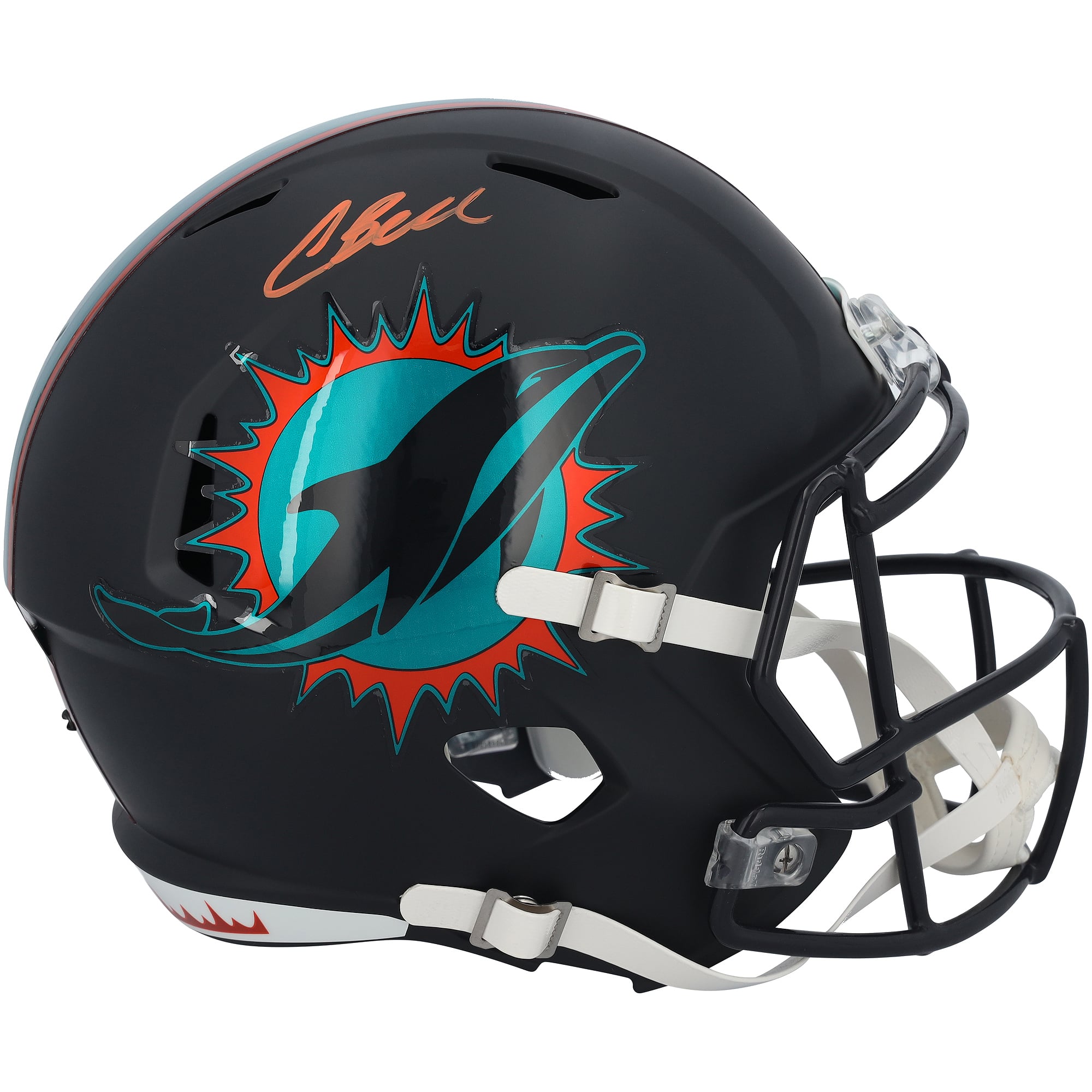 Casco replica Riddell Rivalry Speed ​​autografato da Chris Bell dei Miami Dolphins