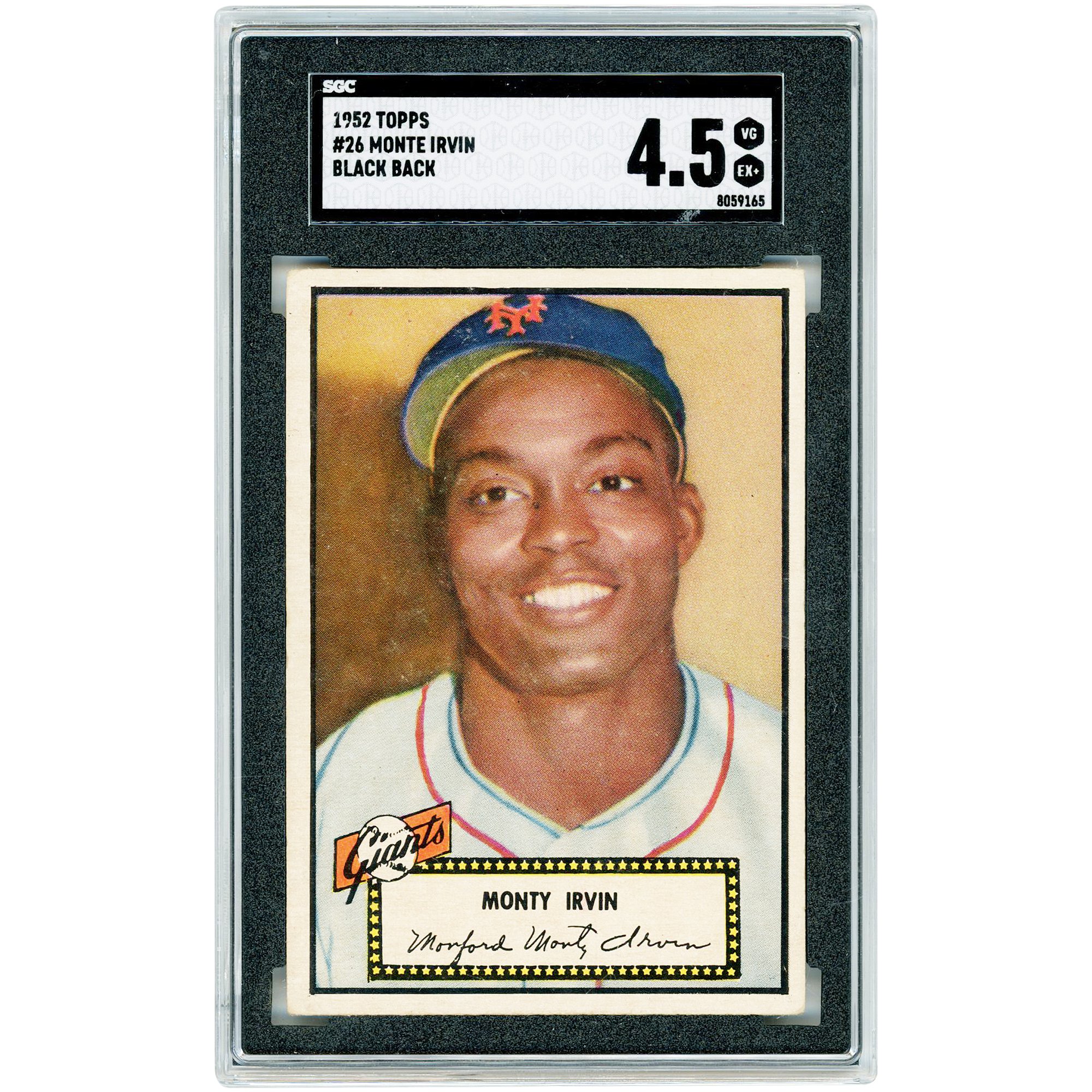 Monte Irvin New York Giants 1952 Topps Black Back #26 Carta autenticata SGC 4.5
