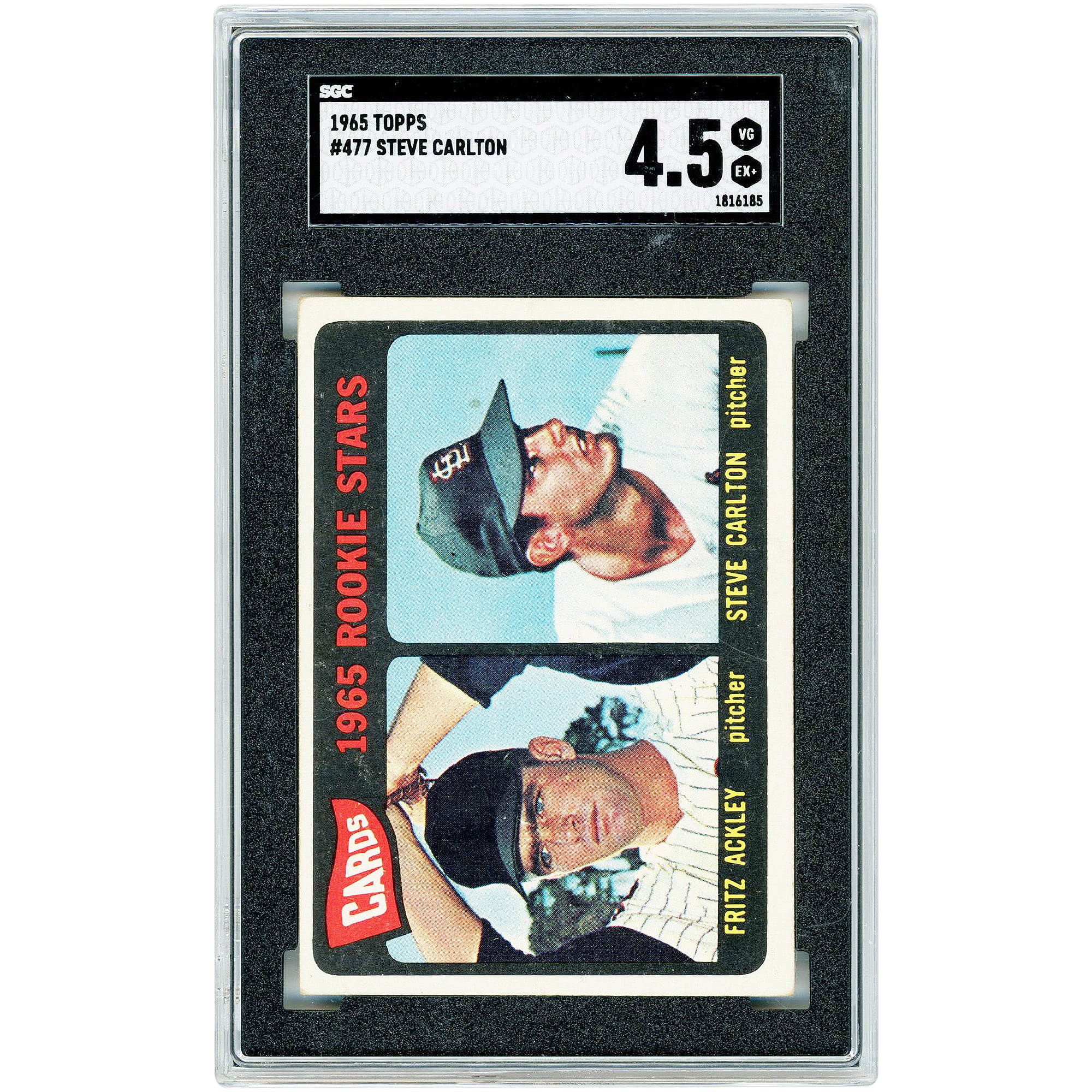 Carta da rookie di Steve Carlton dei St. Louis Cardinals del 1965, numero 477, autenticata da SGC, valutazione 4.5.