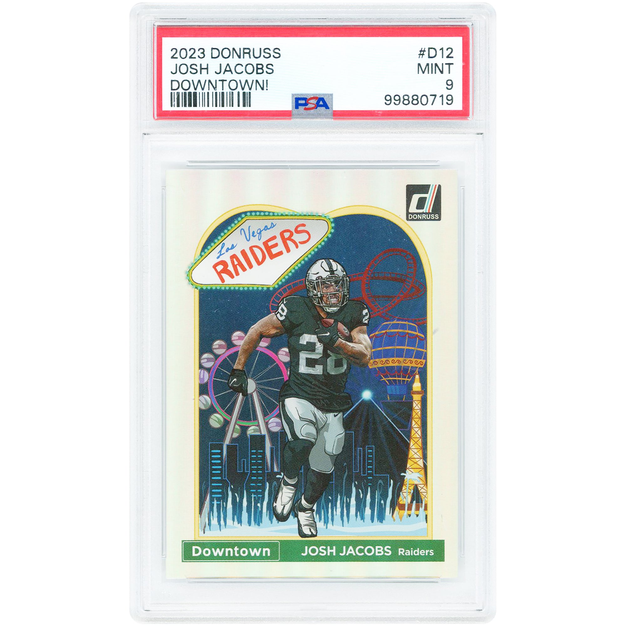 V106832 Raid Josh Jacobs Las Vegas Raiders 2023 Panini Donruss Downtown! #D-12 PSA Authenticated 9 Card 28 Josh Jacobs UNS PAA TRADING CARDS 46209 COLTRC CC01FB1545 #4
