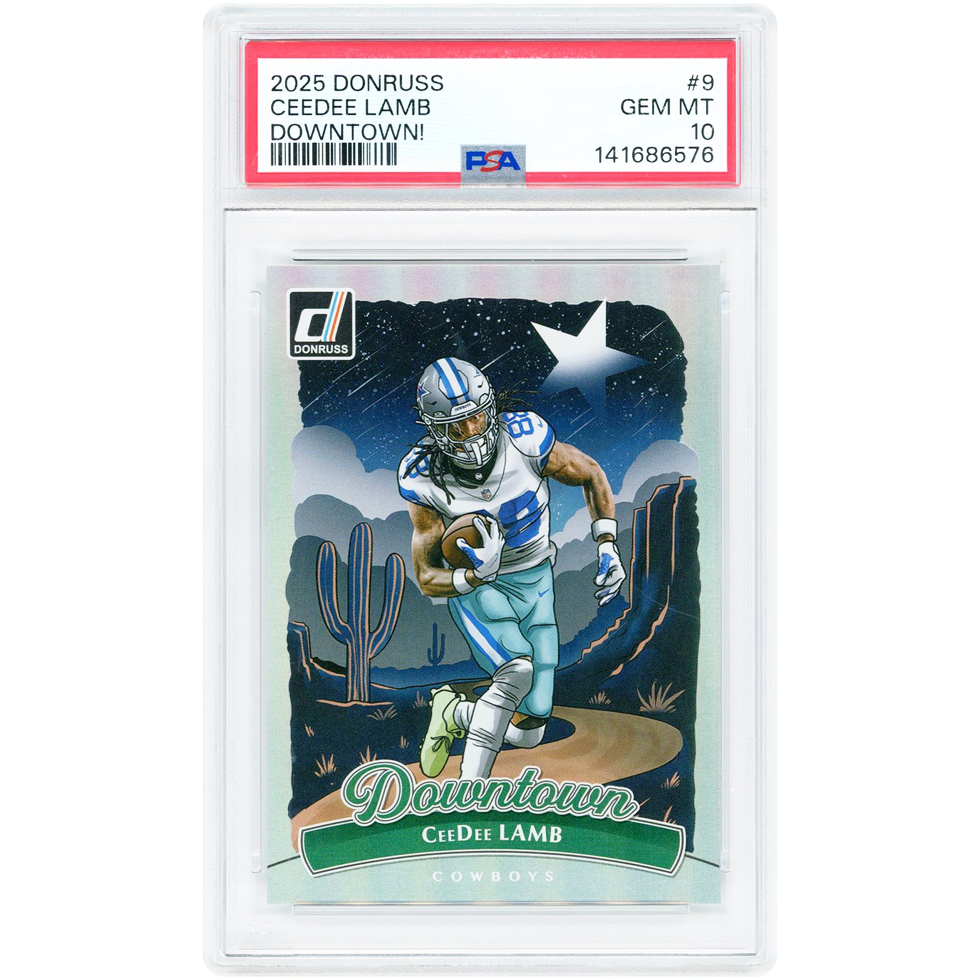 CeeDee Lamb Dallas Cowboys 2025 Panini Donruss Downtown! #9 Carta autenticata da PSA
