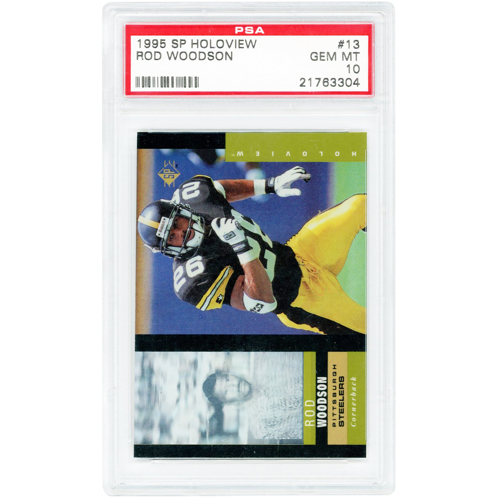 Carta Rod Woodson Pittsburgh Steelers 1995 Upper Deck SP Holoview #13 autenticata da PSA (10 carte)
