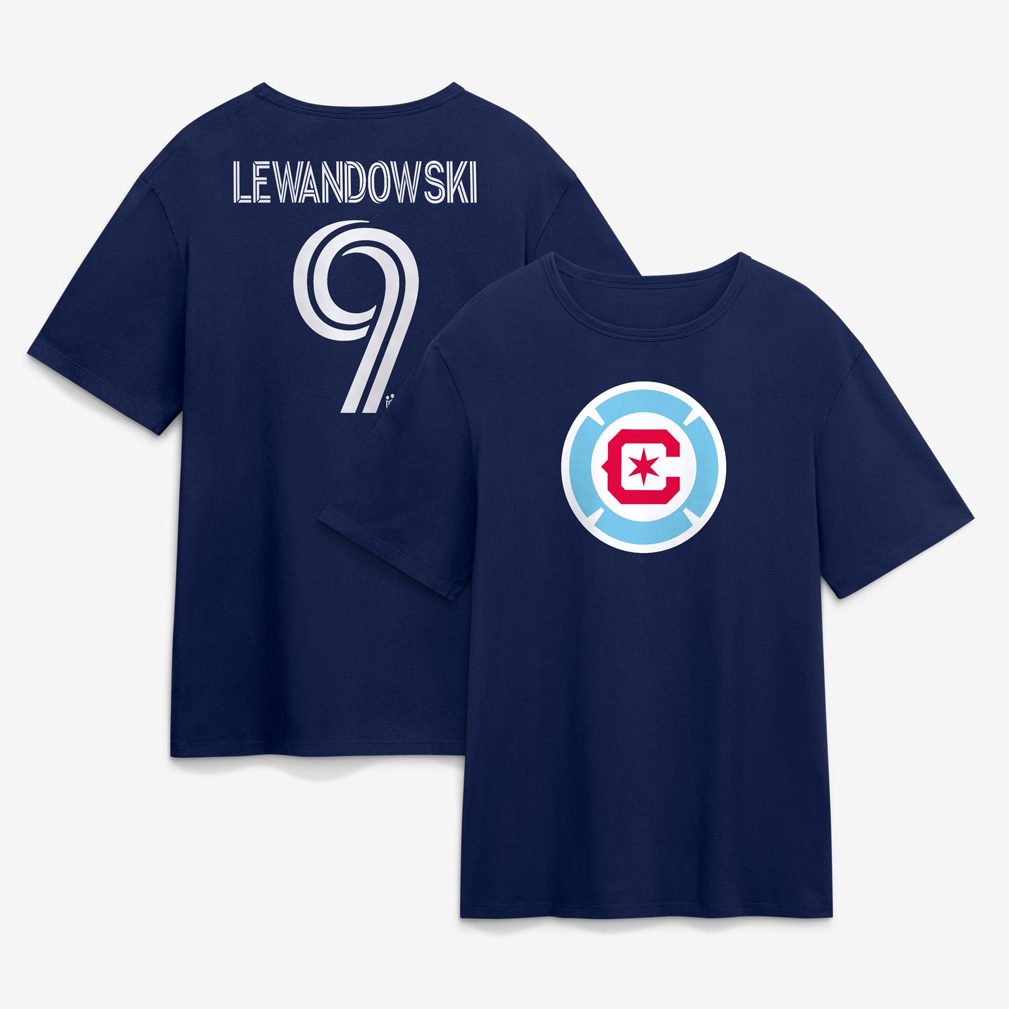 Men's Robert Lewandowski Navy Chicago Fire Authentic Stack Name & Number T-Shirt