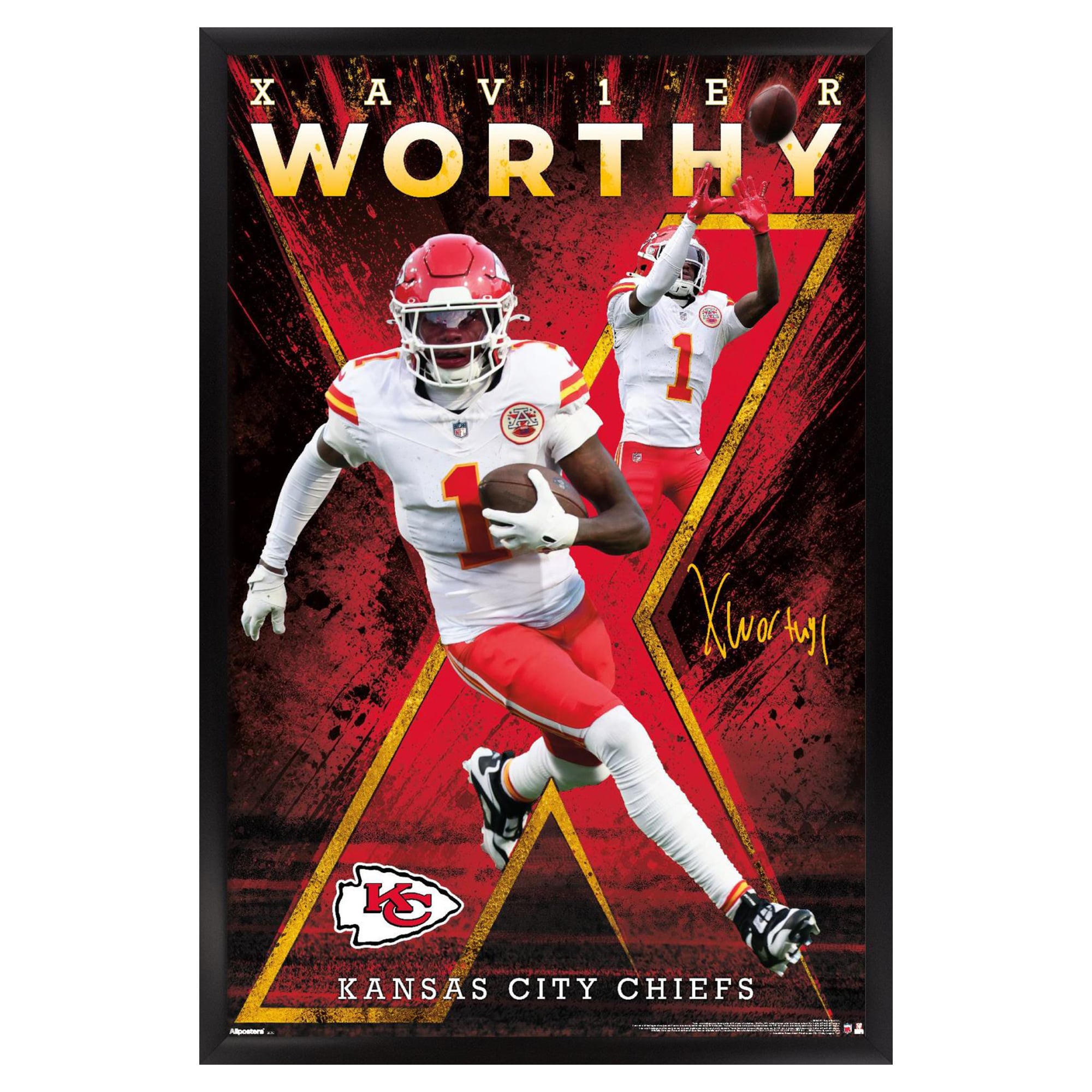 Xavier Worthy Kansas City Chiefs 23" x 34" Framed Poster