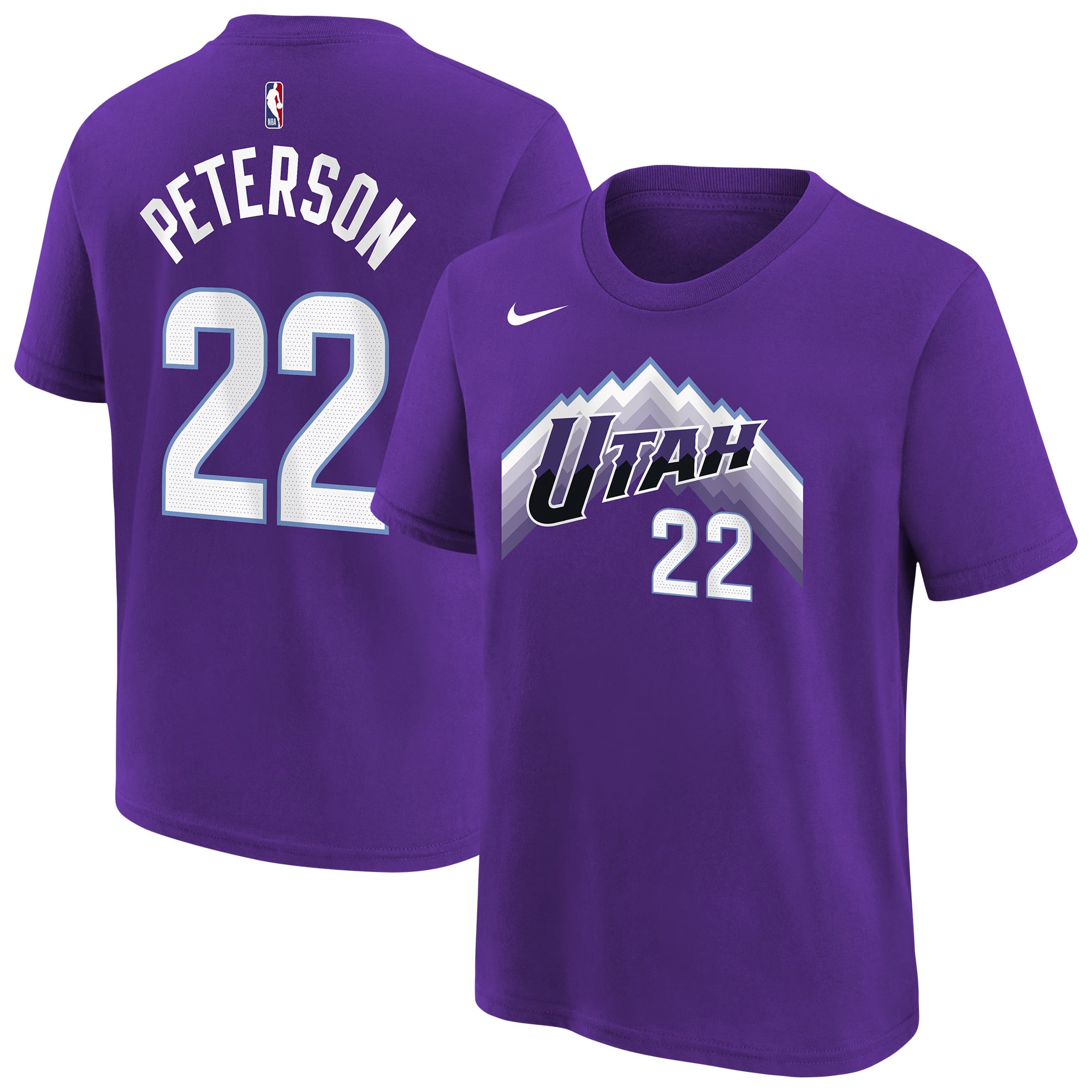 Youth Nike Darryn Peterson Purple Utah Jazz Icon Name & Number T-Shirt