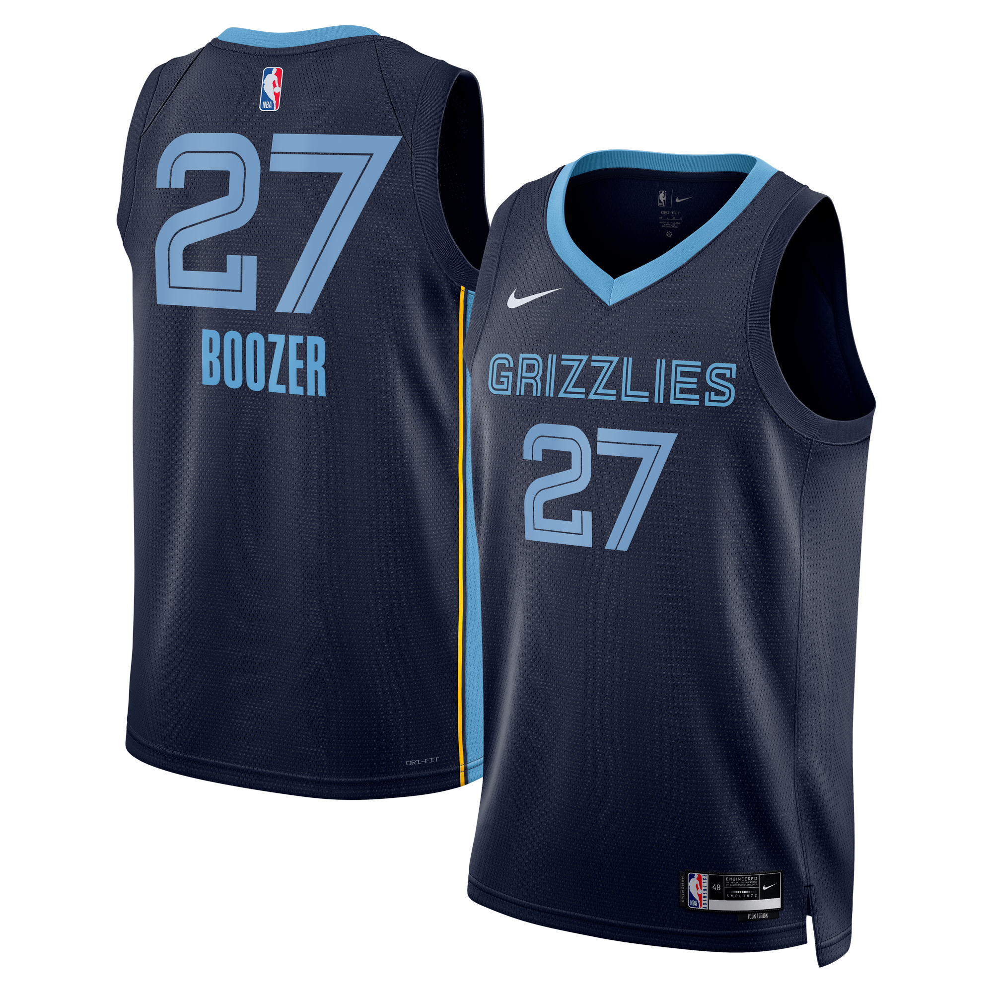 Nike Big Boys' and Girls' Cameron Boozer Navy Memphis Grizzlies Swingman Icon Edition Jersey - Navy
