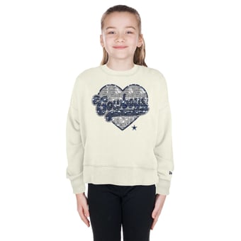 Girls Youth New Era  Beige Dallas Cowboys Flip Sequin Crewneck Sweatshirt
