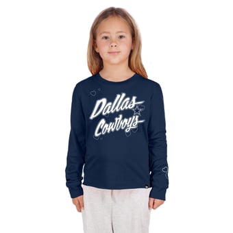Girls Youth New Era  Navy Dallas Cowboys Boxy Raw Edge Long Sleeve T-Shirt