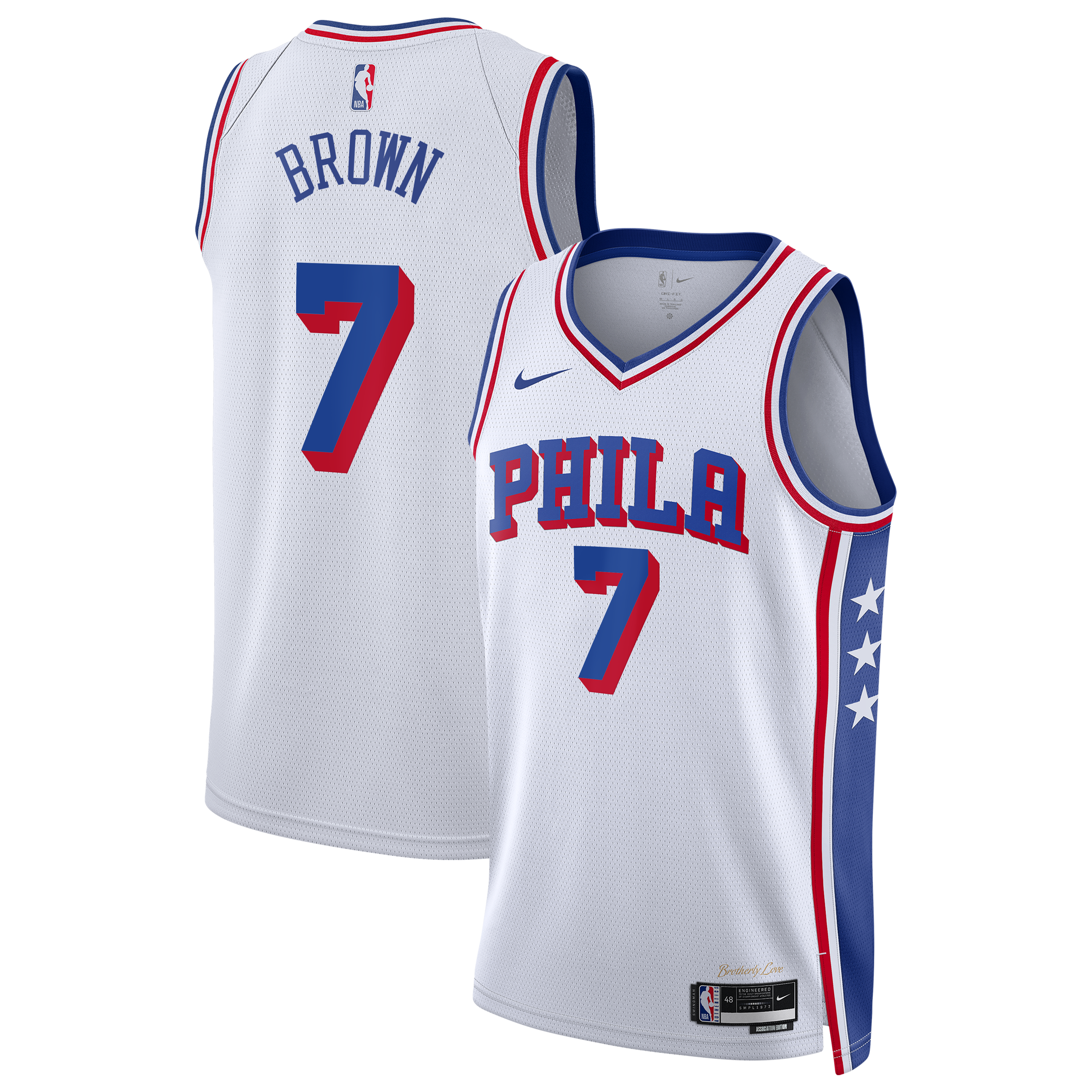 Unisex Nike Jaylen Brown White Philadelphia 76ers Swingman Jersey - Association Edition